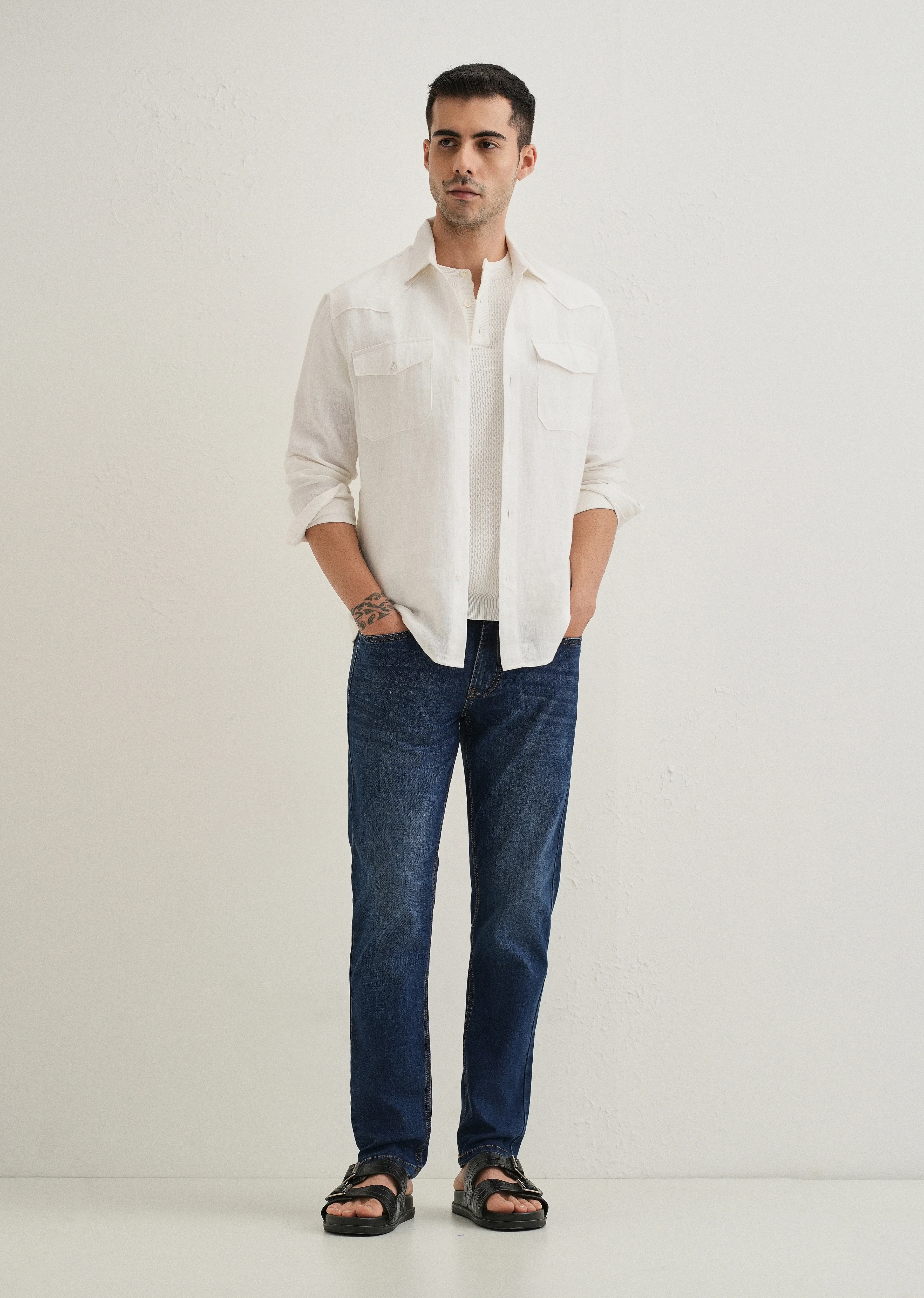 Dark Blue Fade Ankle Fit Jeans - Image 6