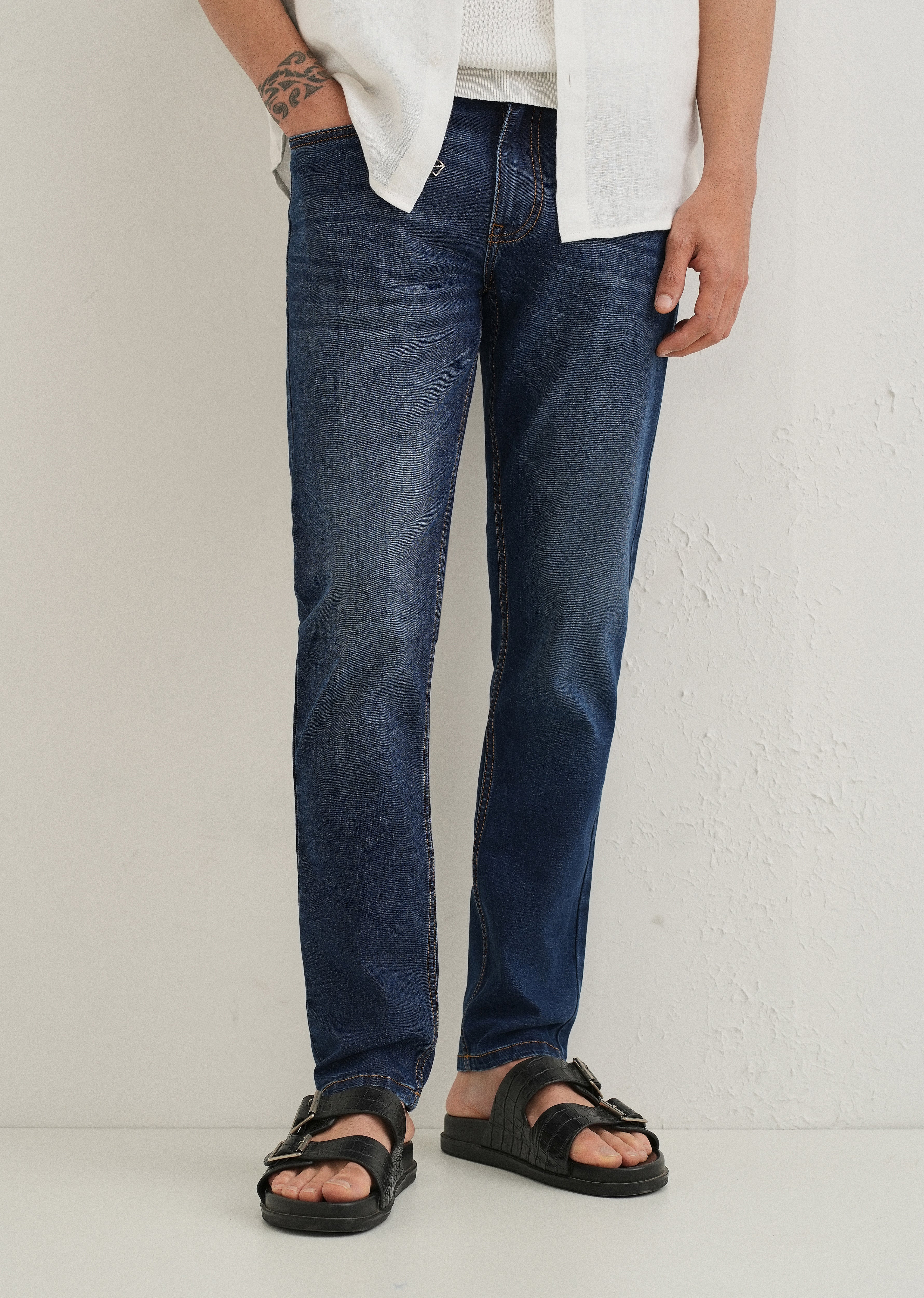Dark Blue Fade Ankle Fit Jeans - Image 7