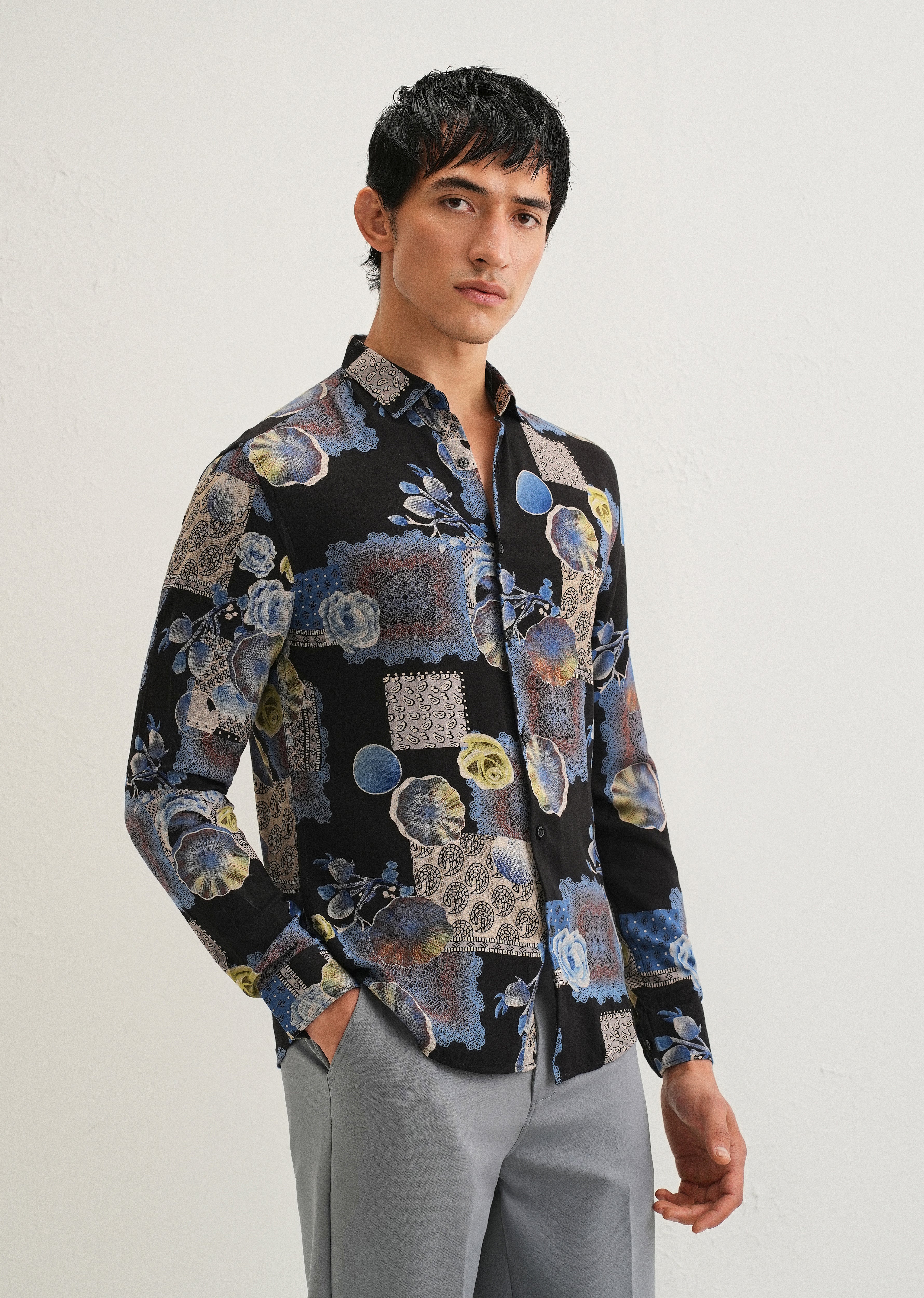 Dark Blue Feather Shirt - Image 3