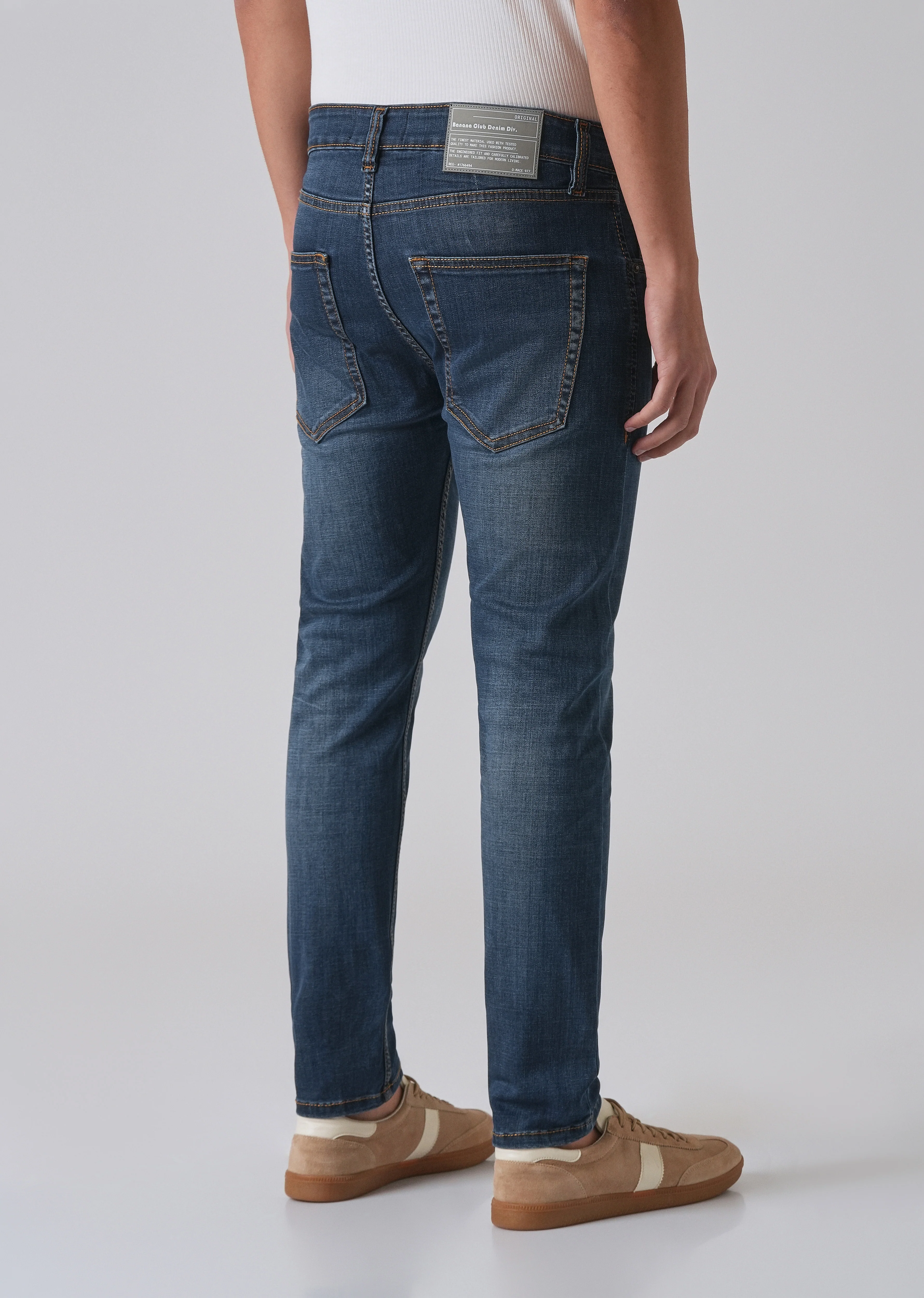 Dark Blue Low Fade Slim Fit Jeans - Image 2