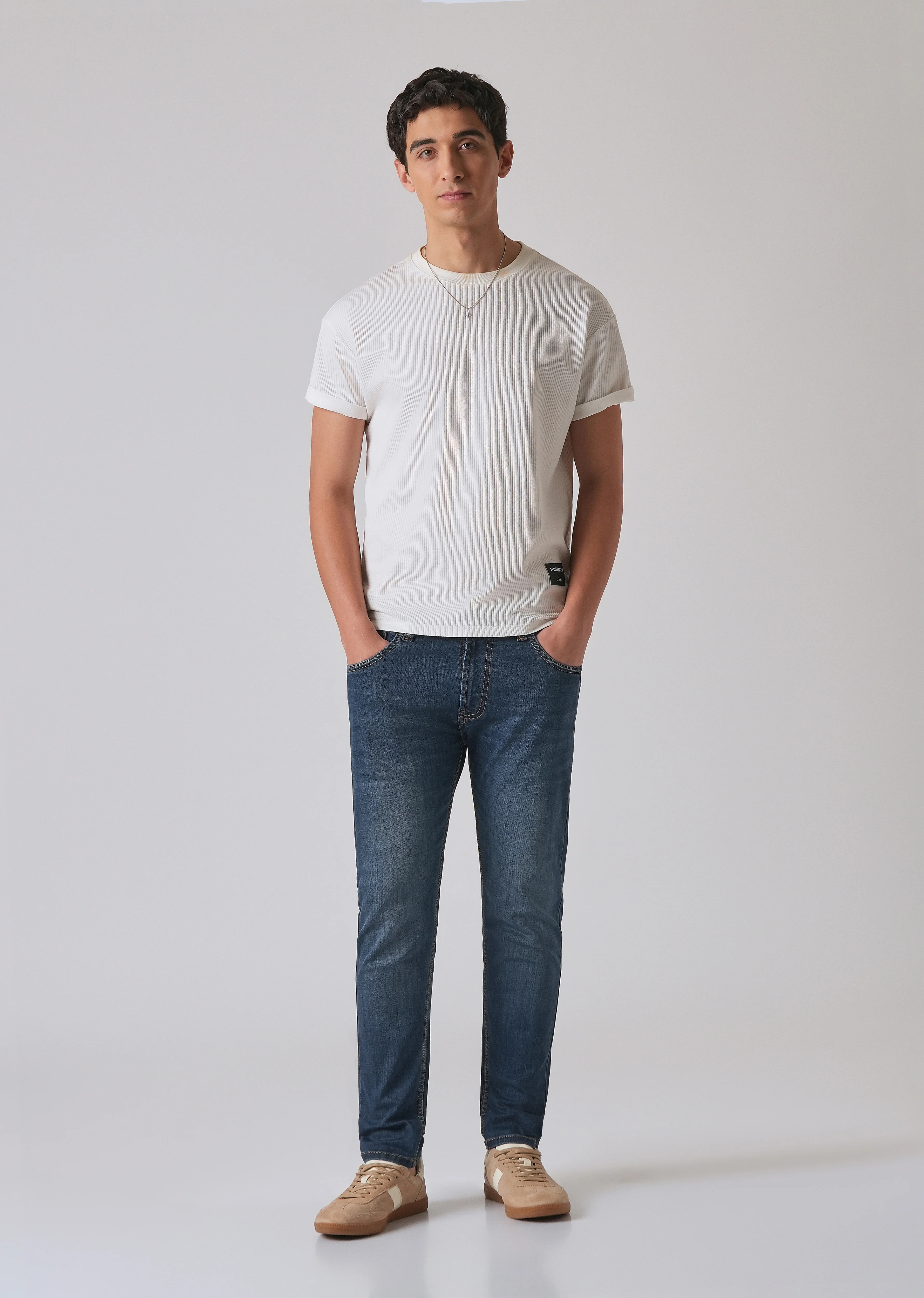 Dark Blue Low Fade Slim Fit Jeans - Image 6