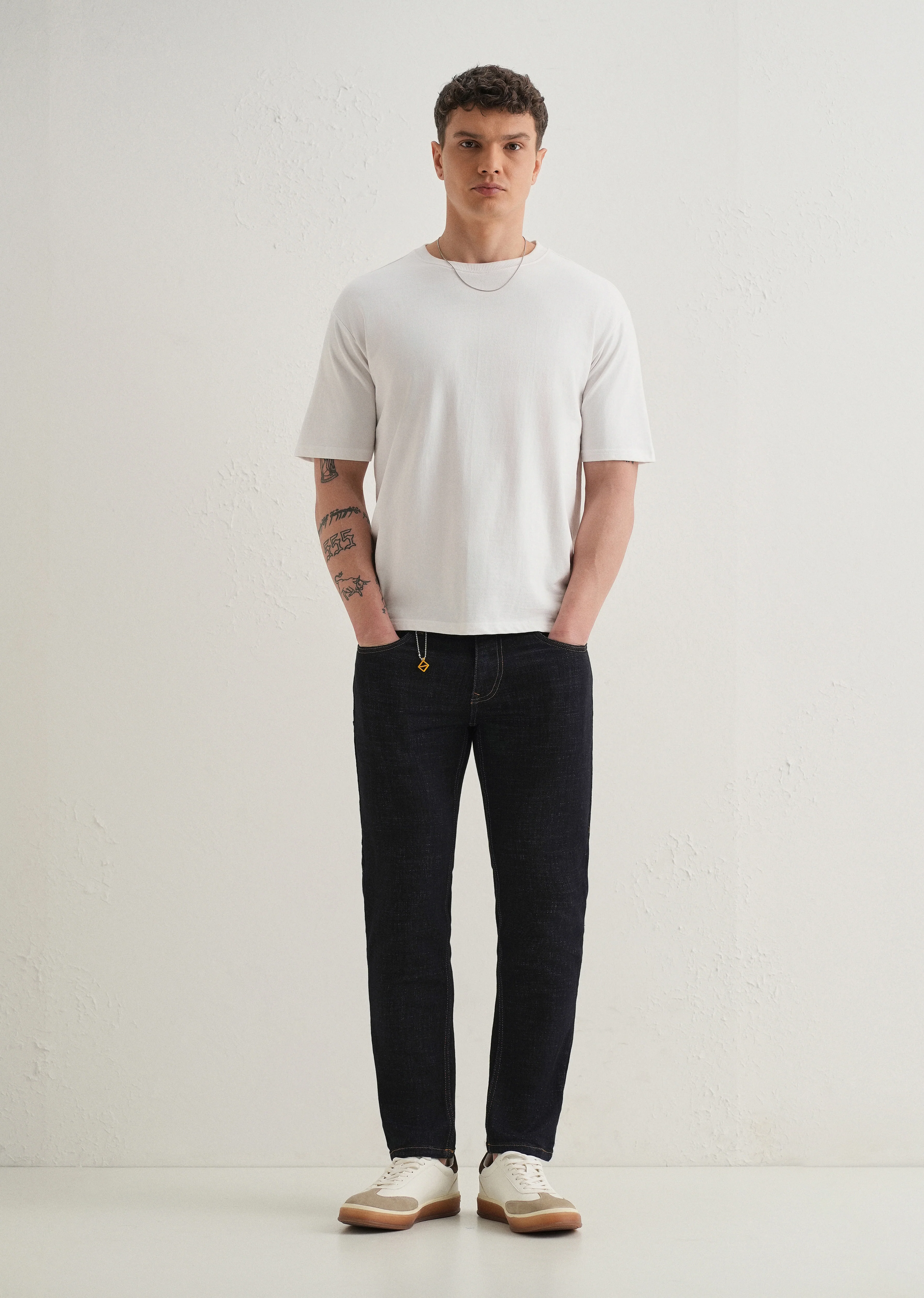 Dark Blue Mid Rise Carrot Fit Jeans - Image 6