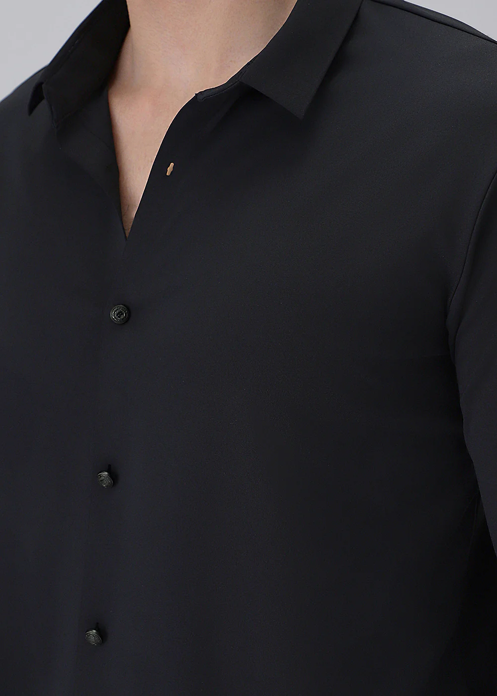 Dark Blue Plain Stitchless Stretch Shirt - Image 5