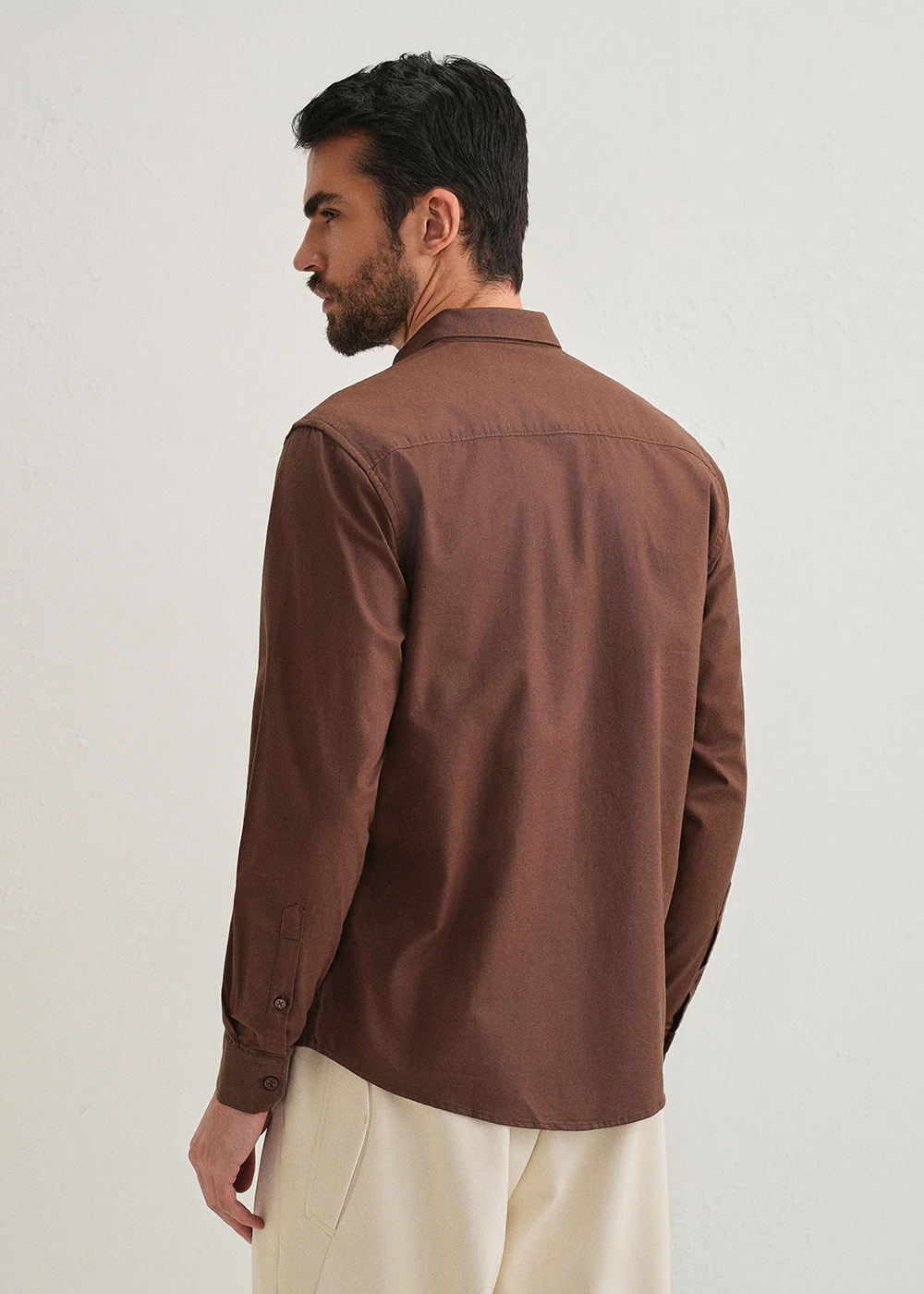 Dark Brown Contrast Placket Shirt - Image 2