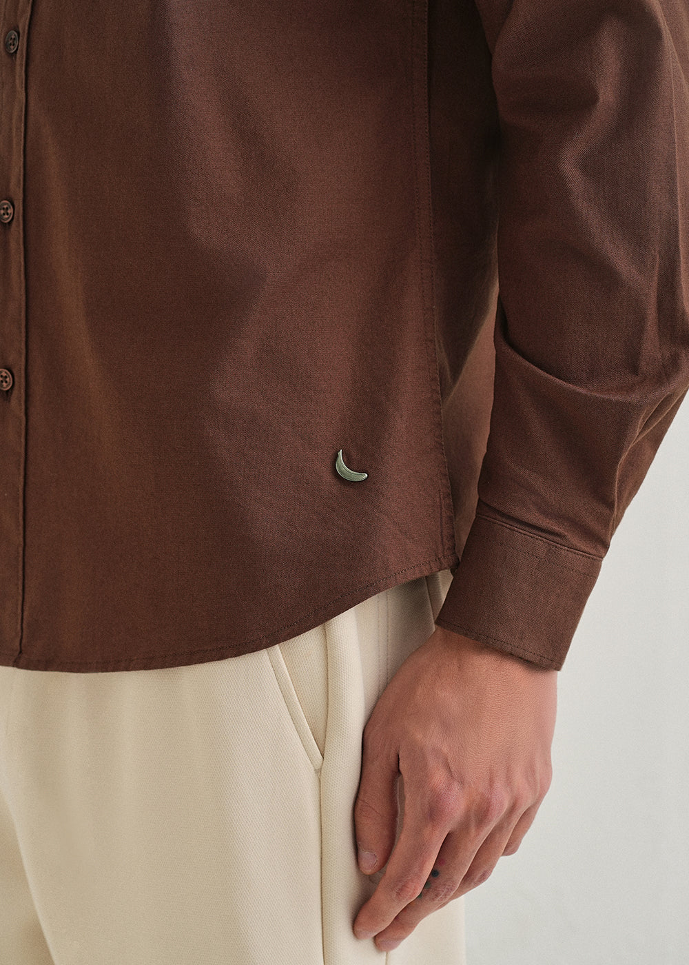 Dark Brown Contrast Placket Shirt - Image 6