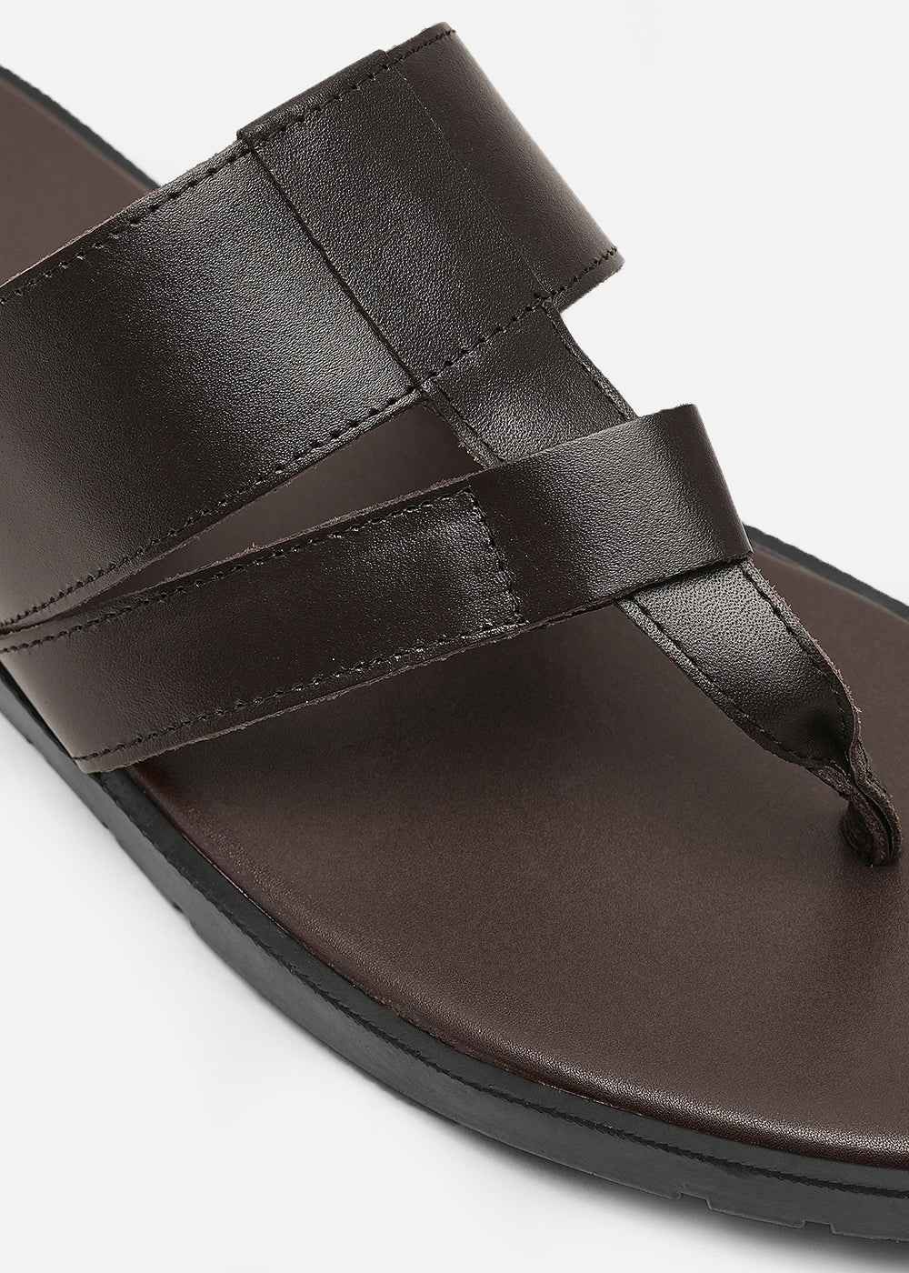 Dark Brown Layered T-strap Sandals - Image 3