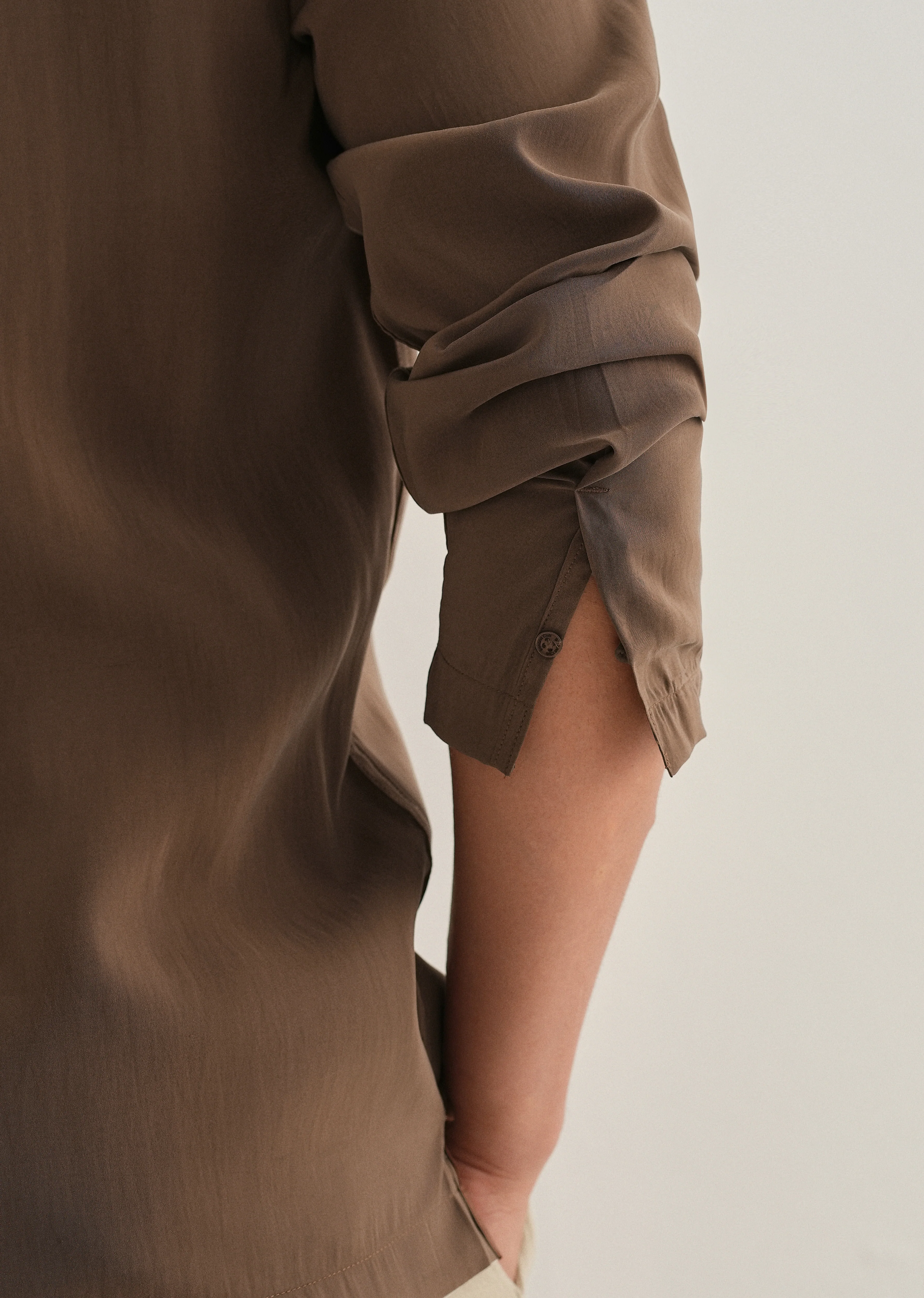 Dark Brown Loop Button-Down Plain Shirt - Image 2