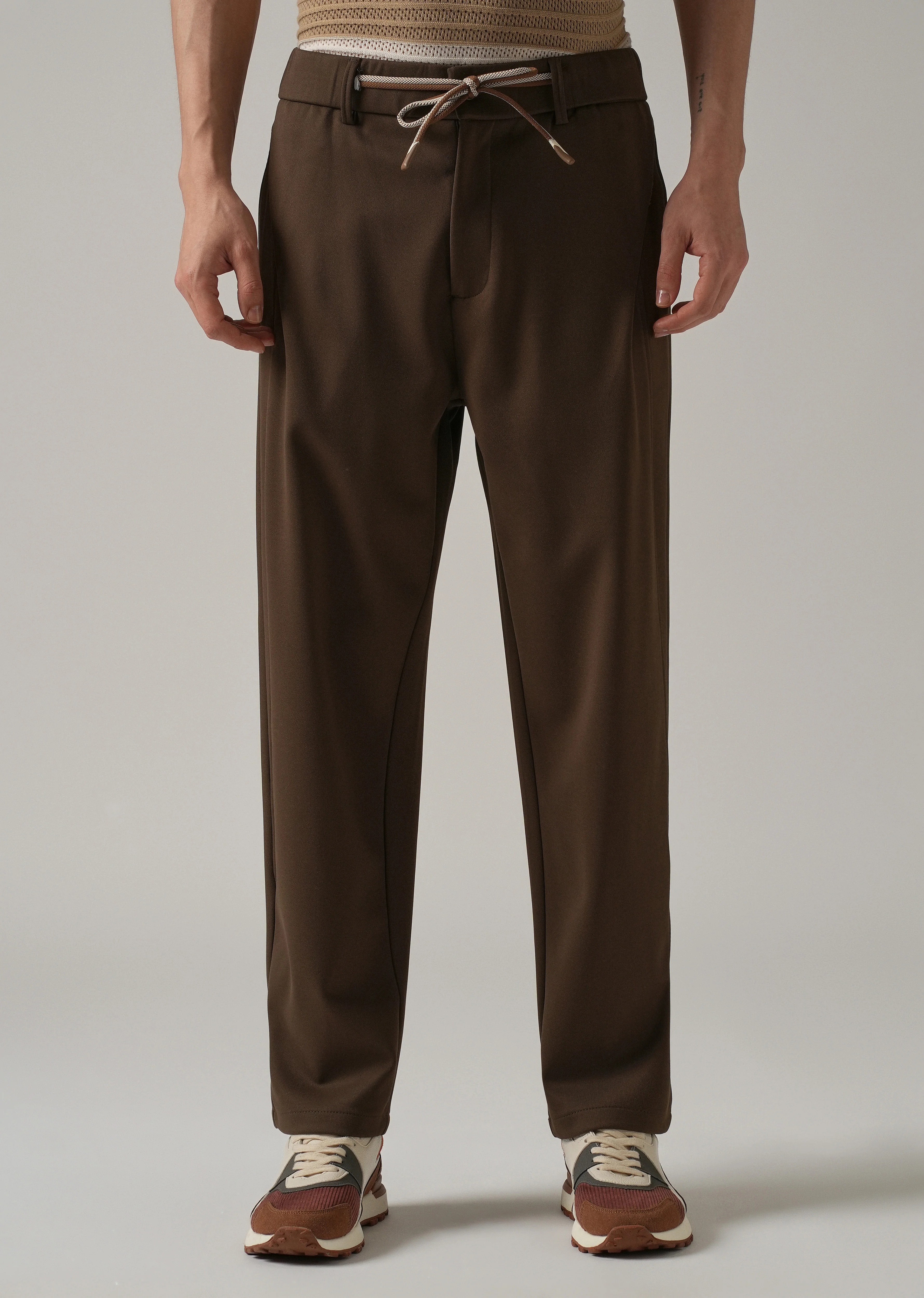 Dark Brown Textured Stretch Pant - Image 3