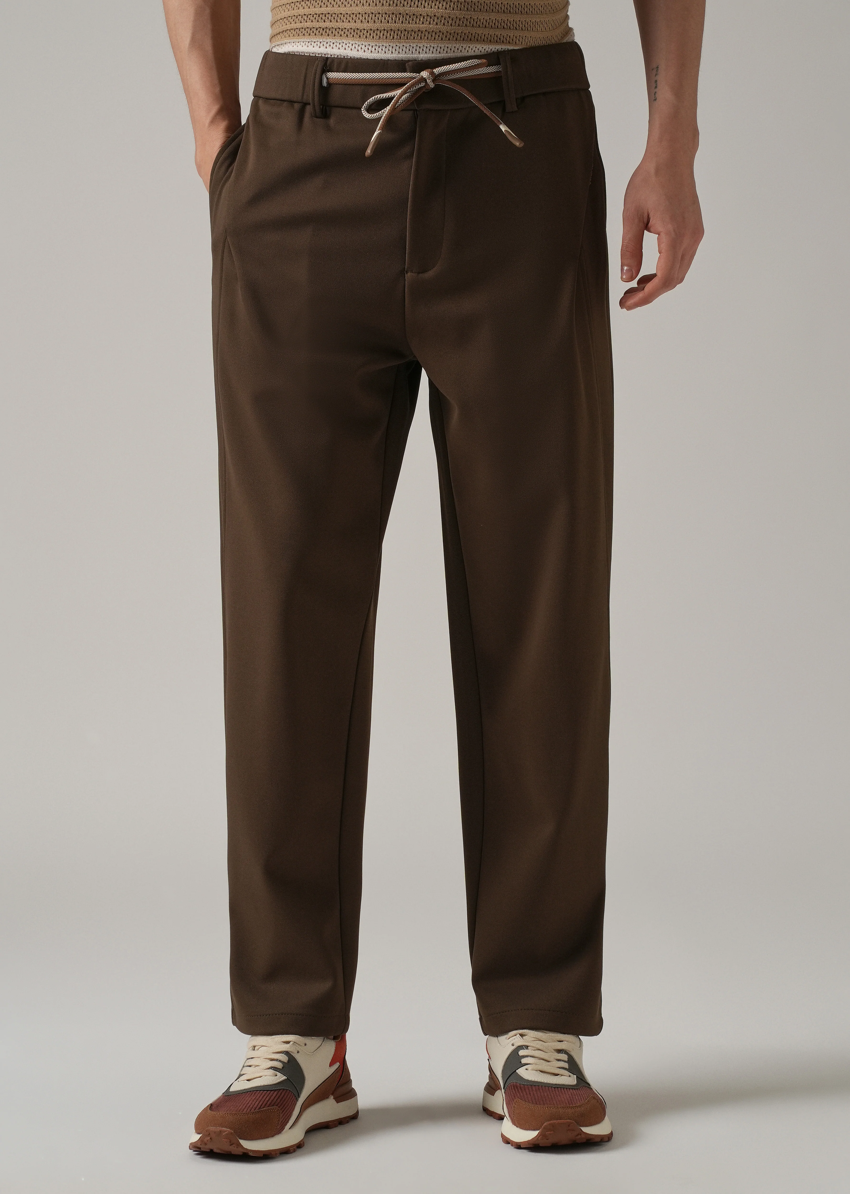 Dark Brown Textured Stretch Pant - Image 7