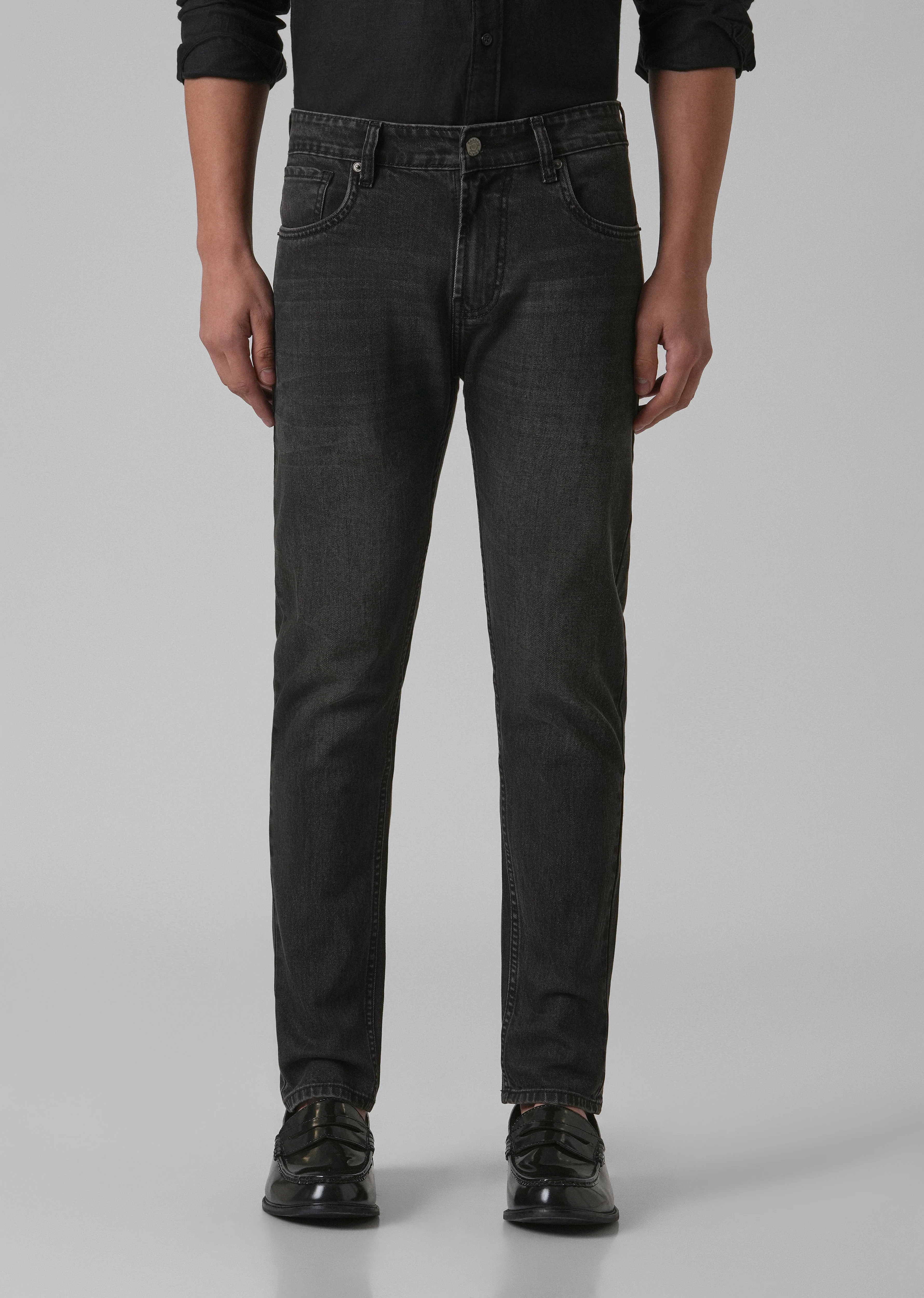 Dark Charcoal Grey Slim Fit Jeans - Image 3