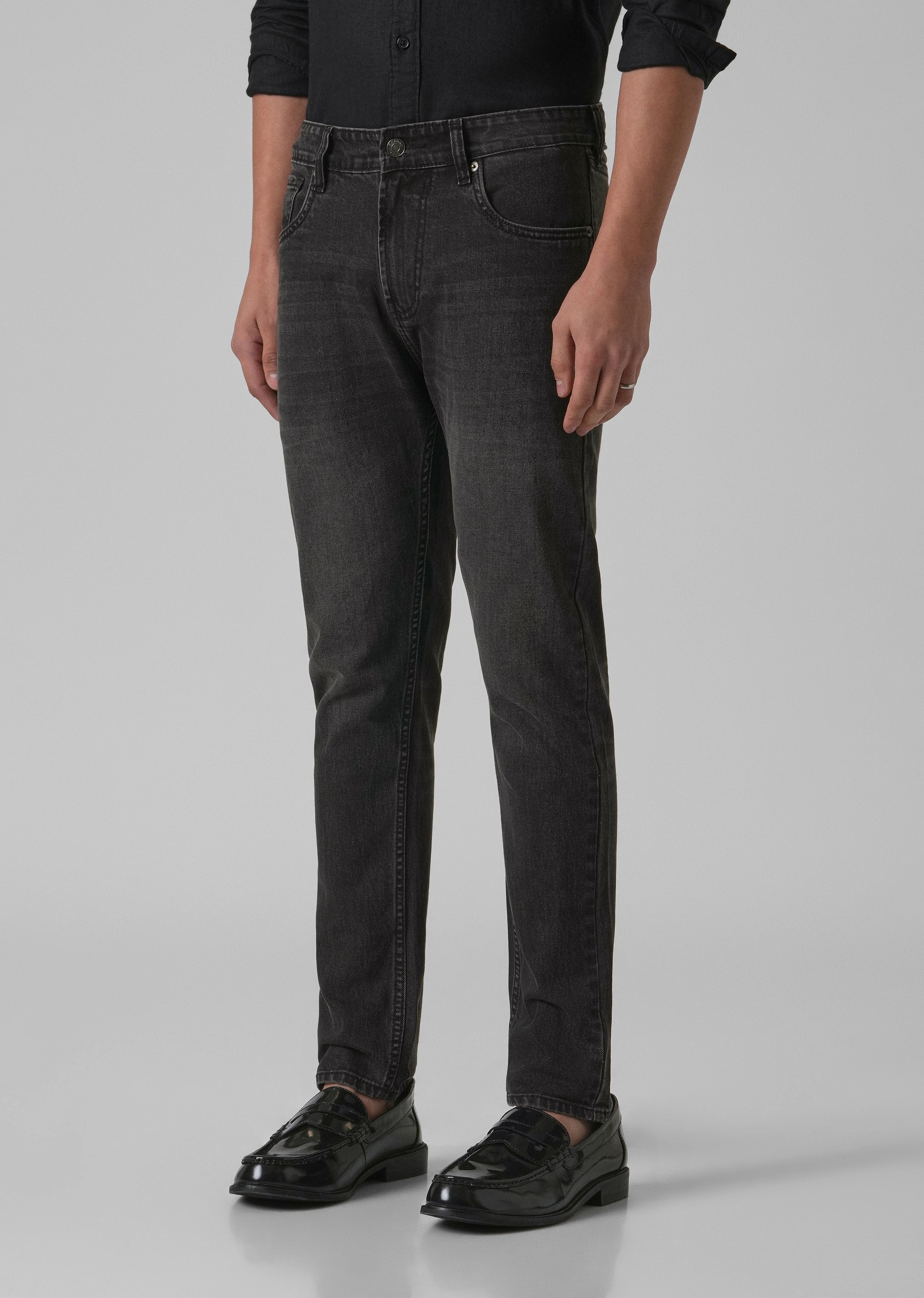 Dark Charcoal Grey Slim Fit Jeans - Image 4