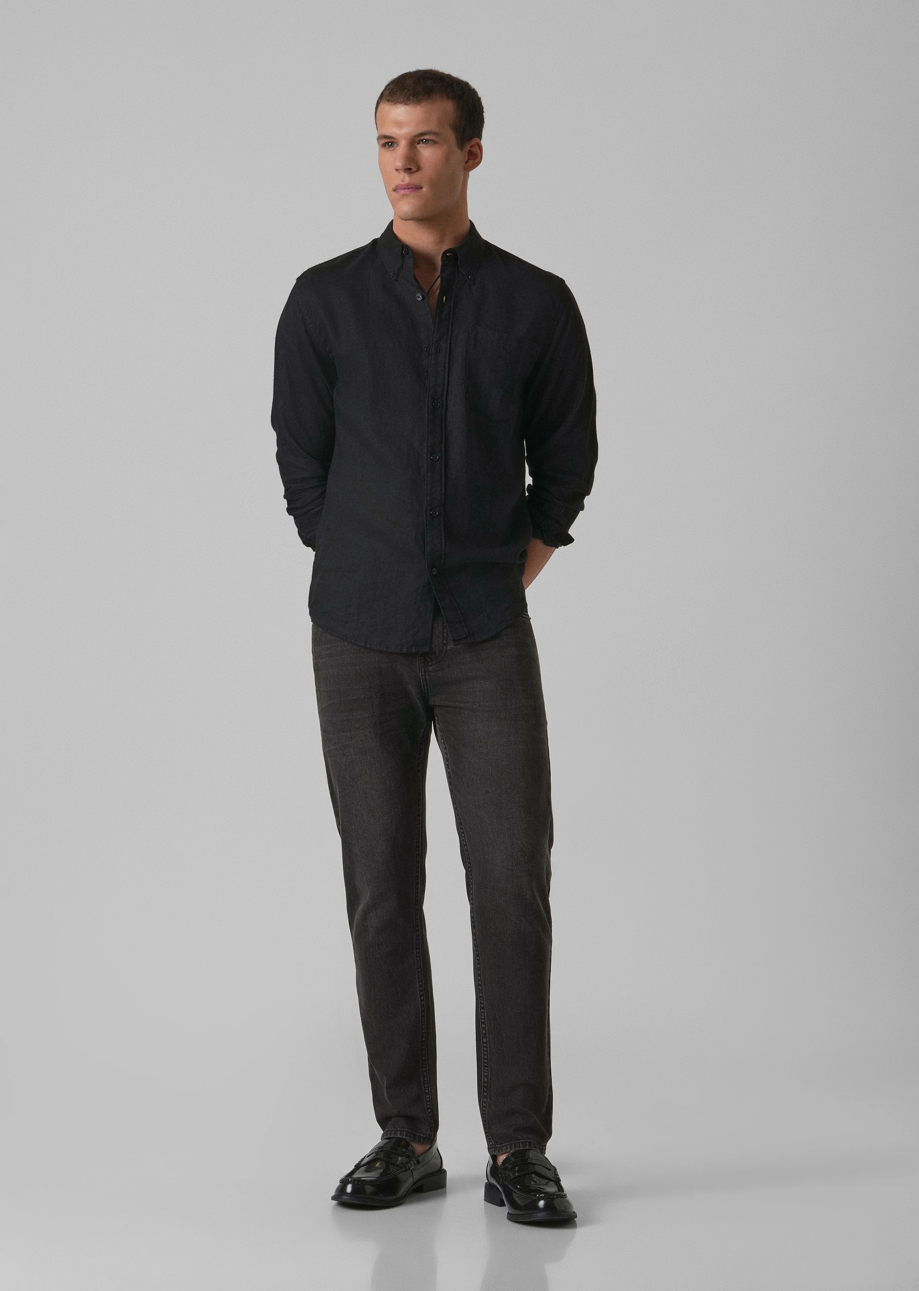 Dark Charcoal Grey Slim Fit Jeans - Image 6
