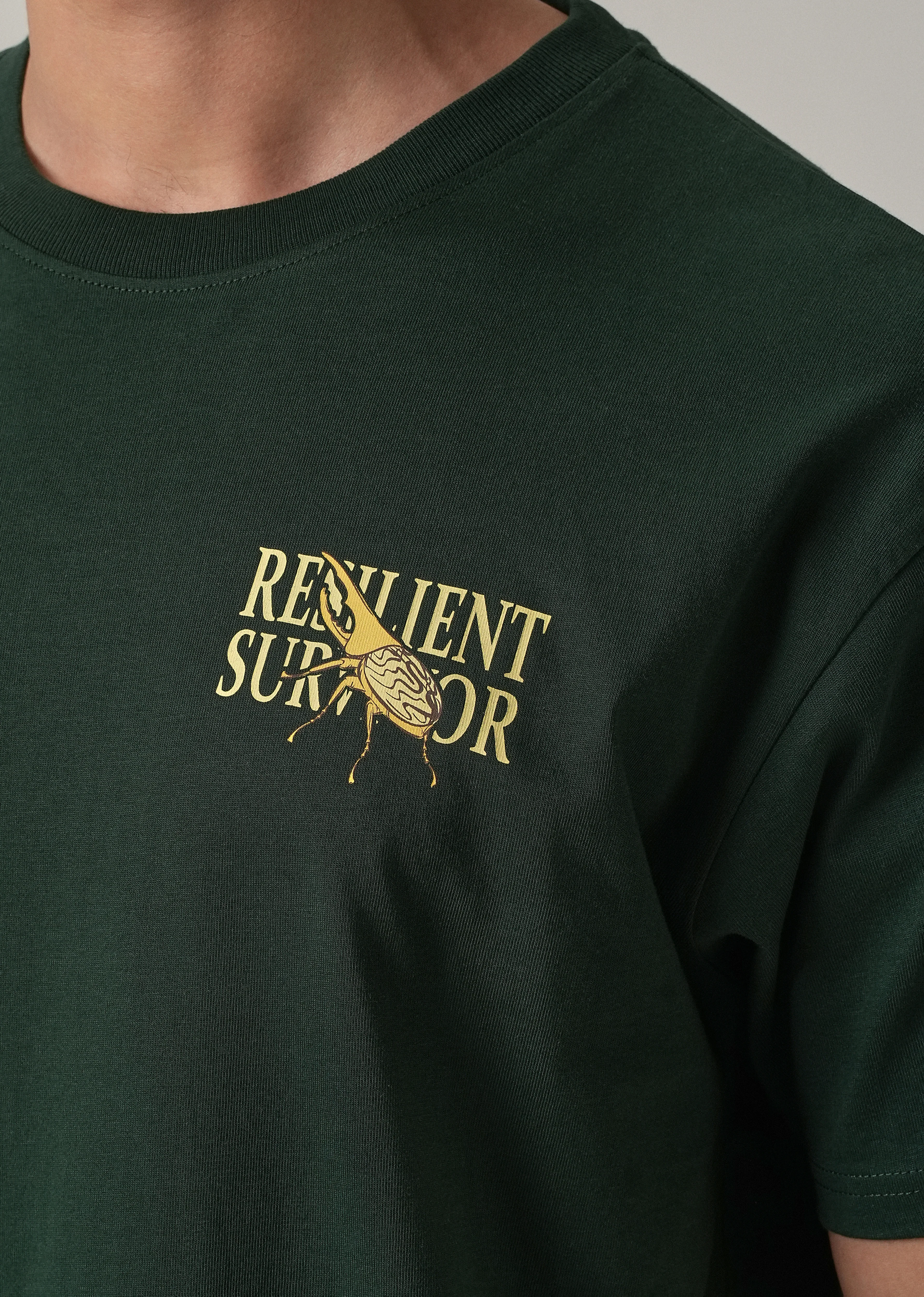 Dark Green Back Printed Oversized T-Shirt - Image 2