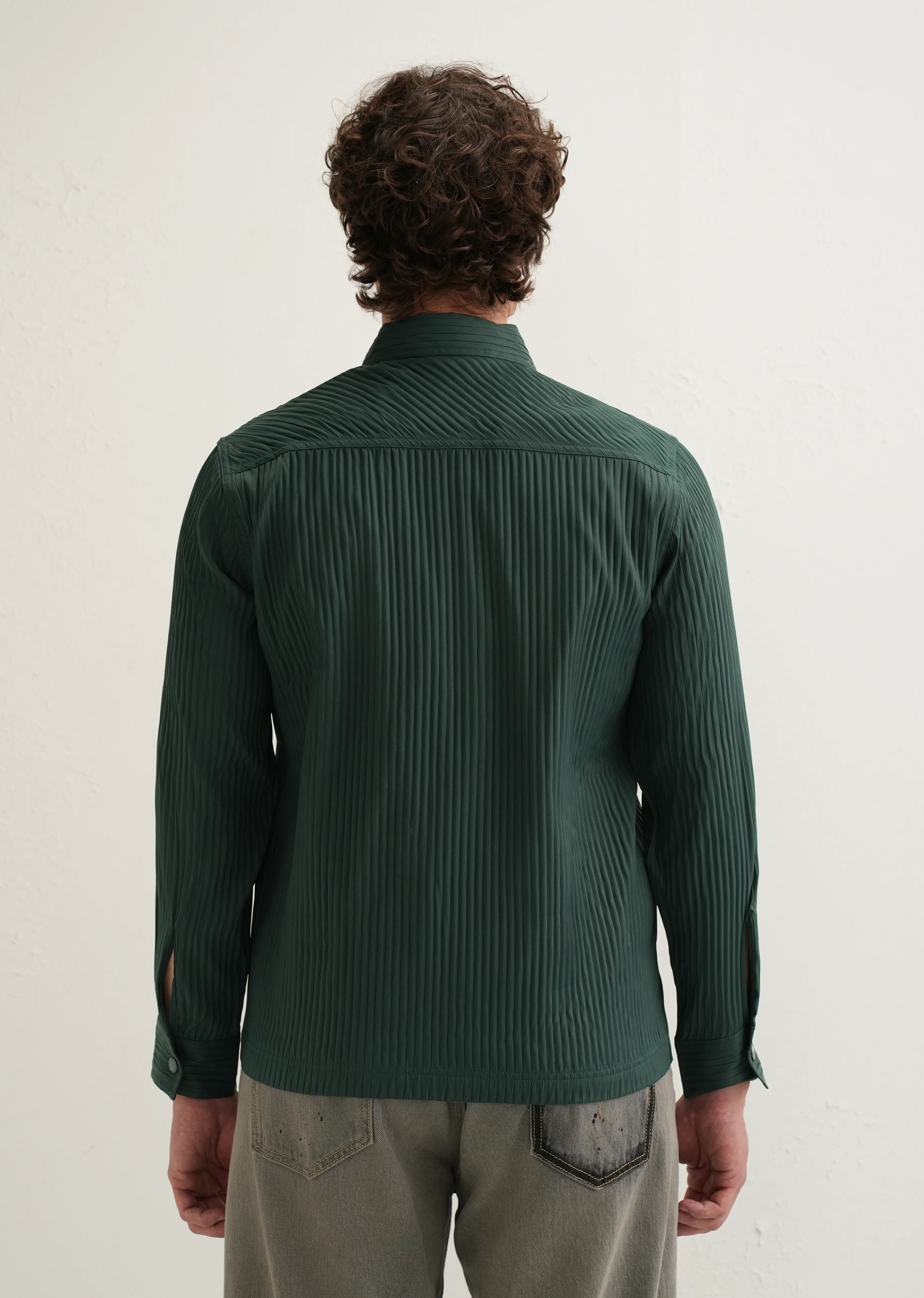 Dark Green Textured Utility Shacket - Image 5