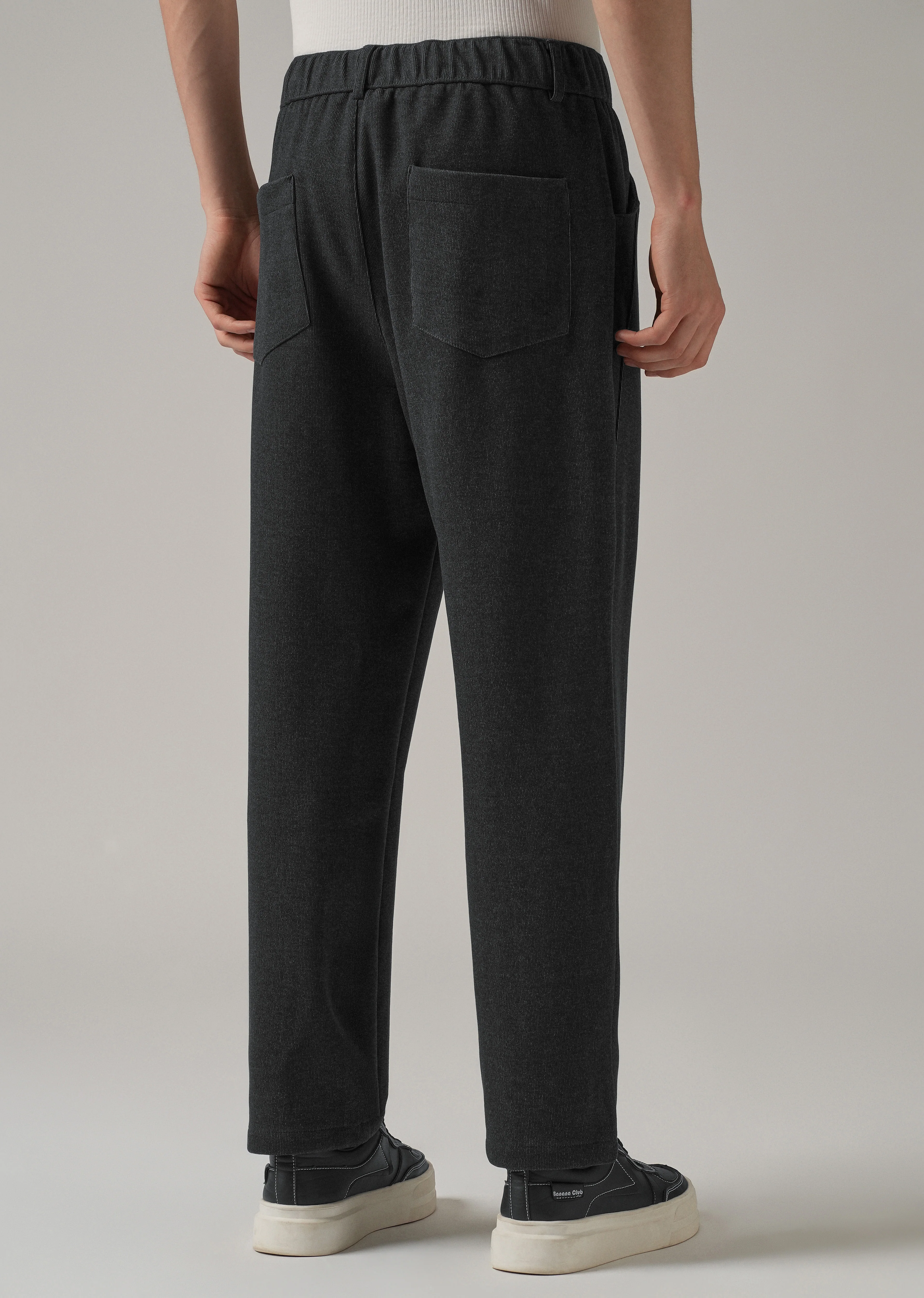 Dark Grey Pin Stripe Suede Pant - Image 2