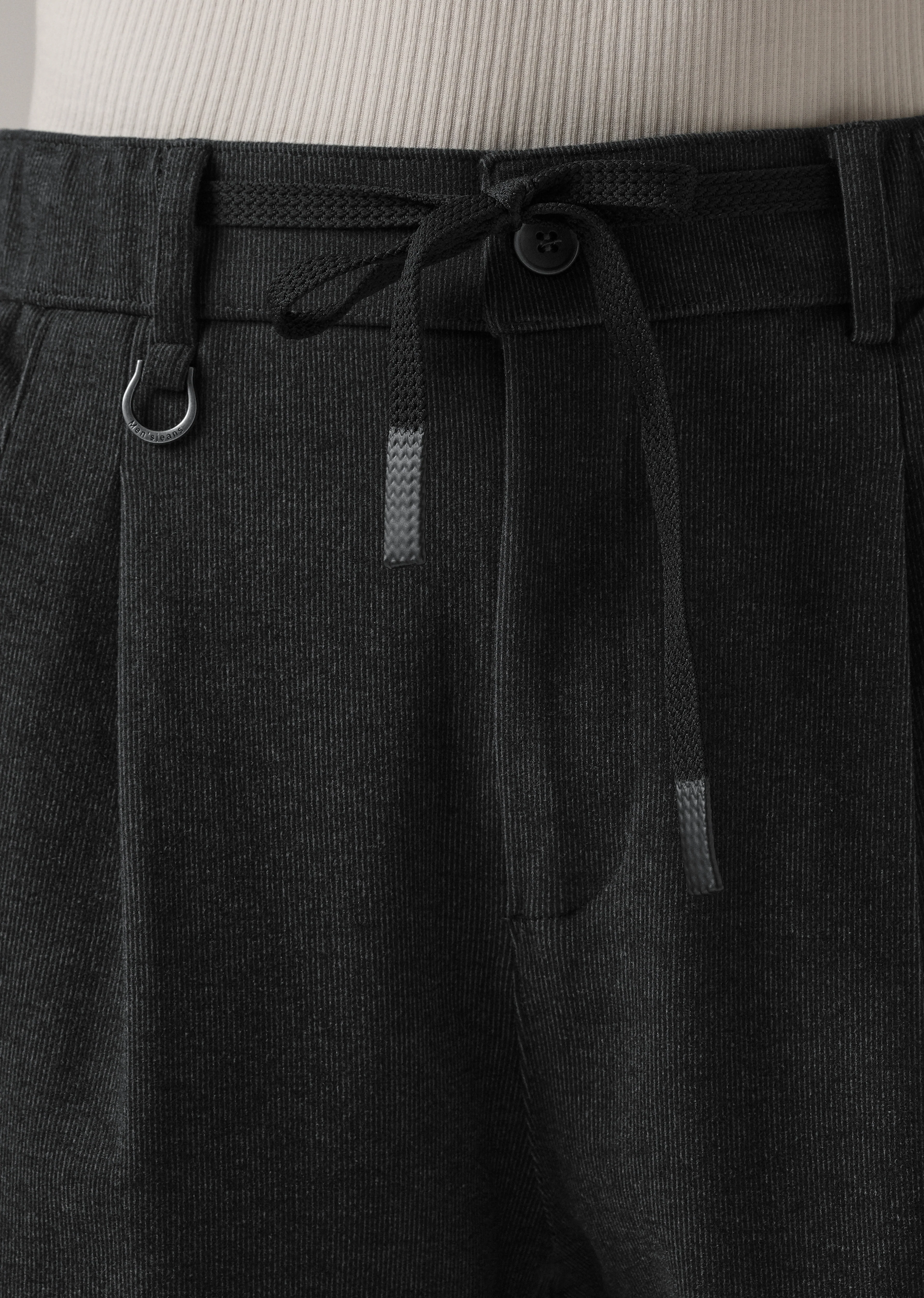 Dark Grey Pin Stripe Suede Pant - Image 5