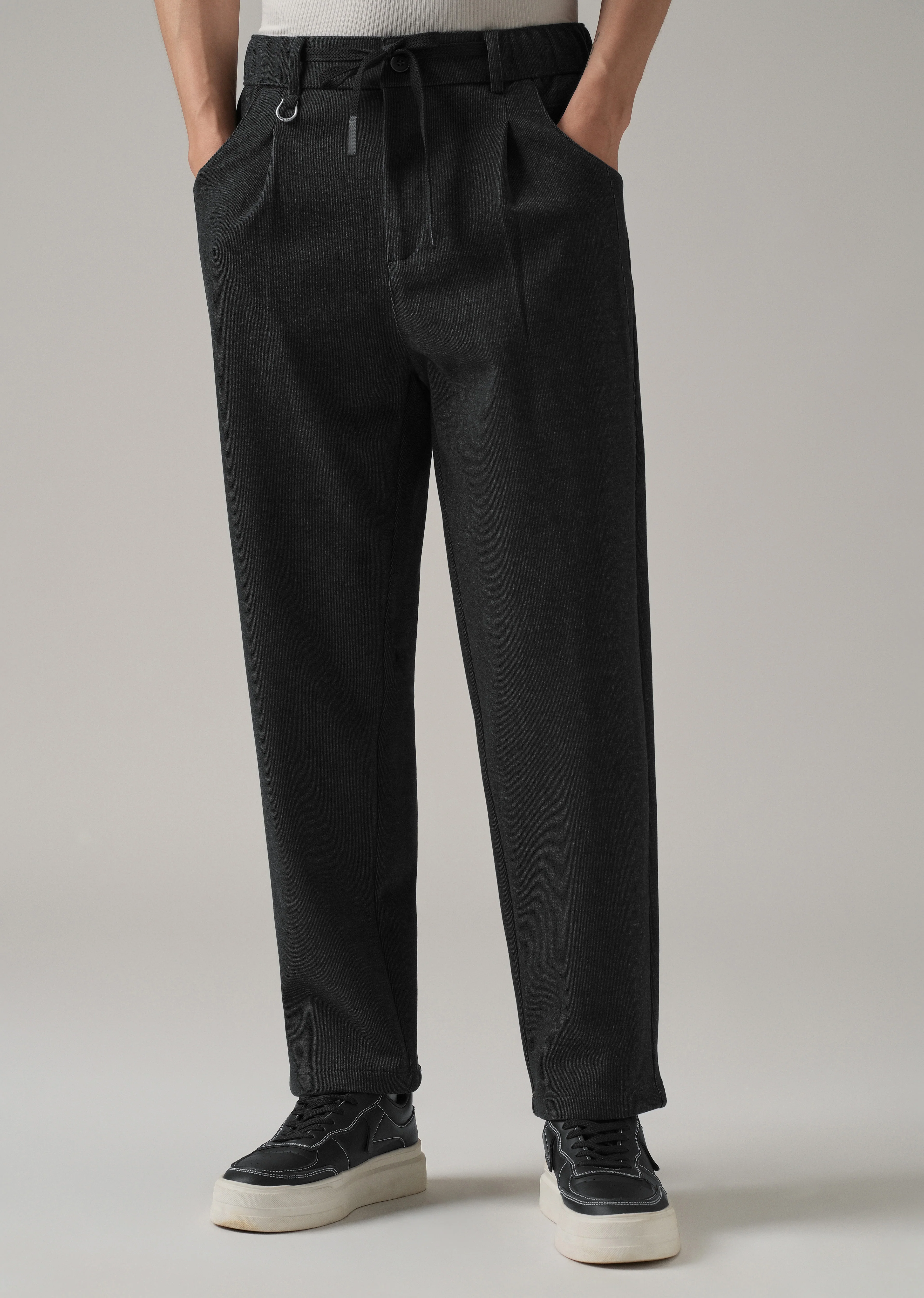 Dark Grey Pin Stripe Suede Pant - Image 7