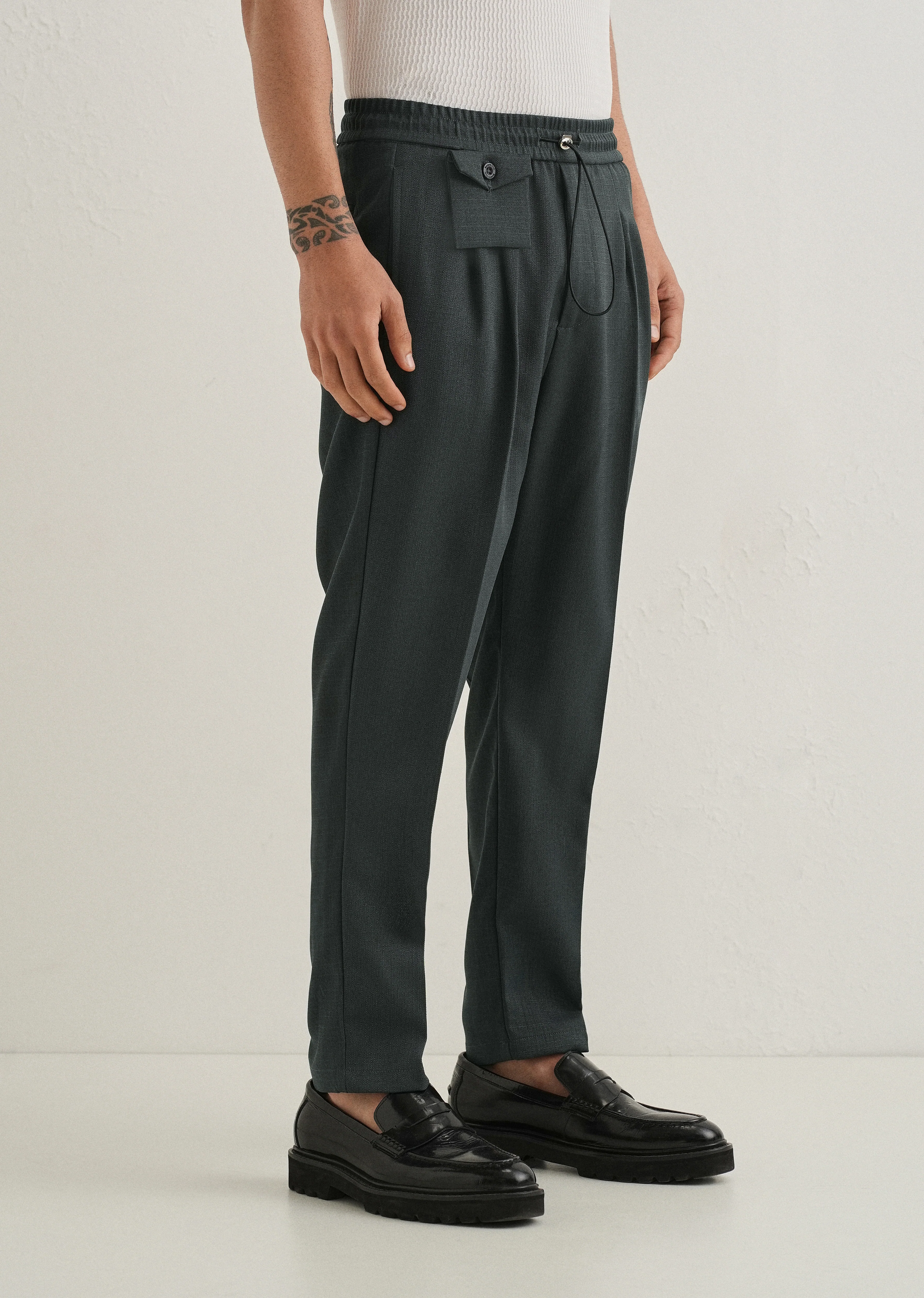 Dark Grey Pleated Korean Pant - Image 4