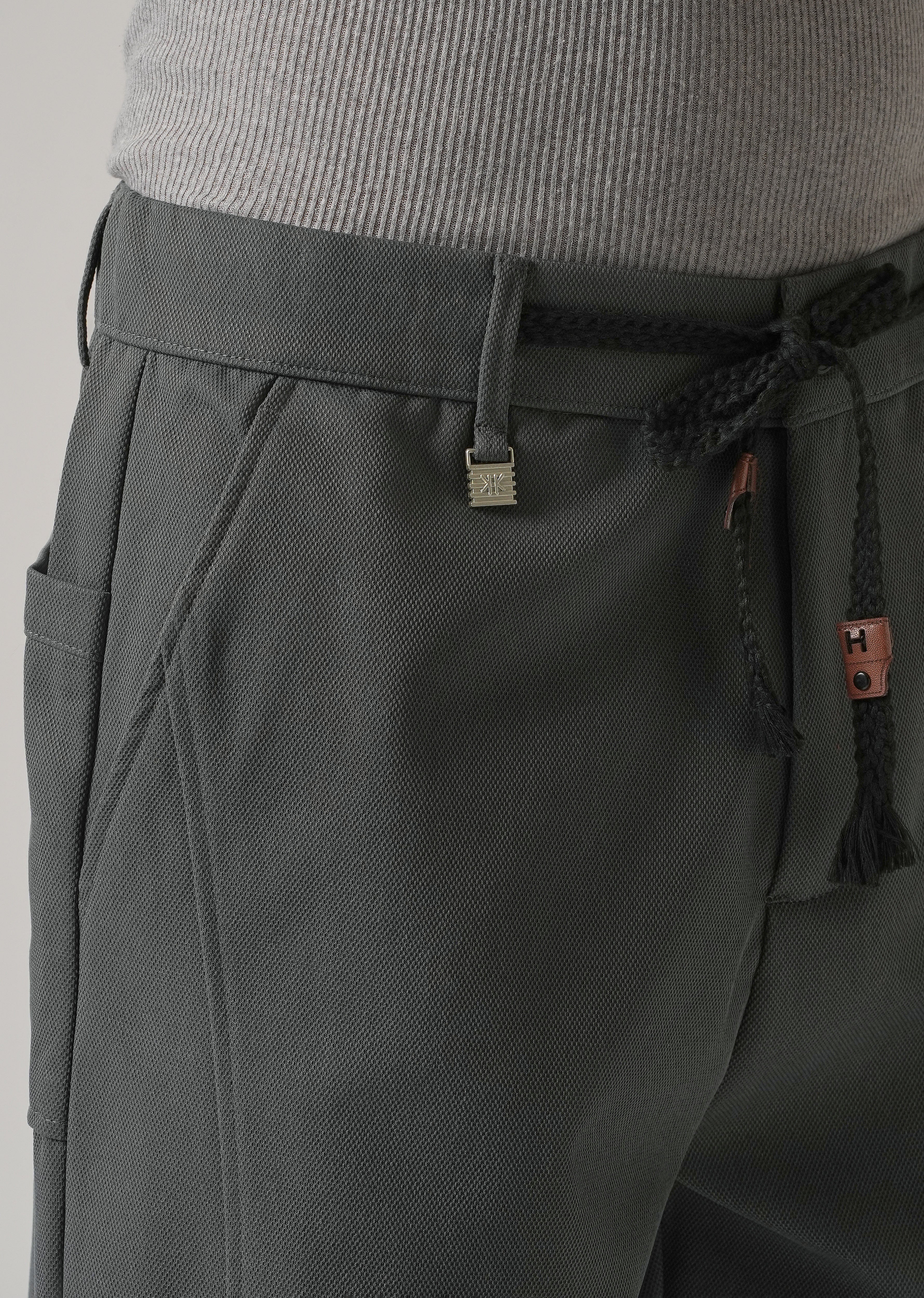 Dark Grey Relaxed Fit Tie Waist Pant - Image 5