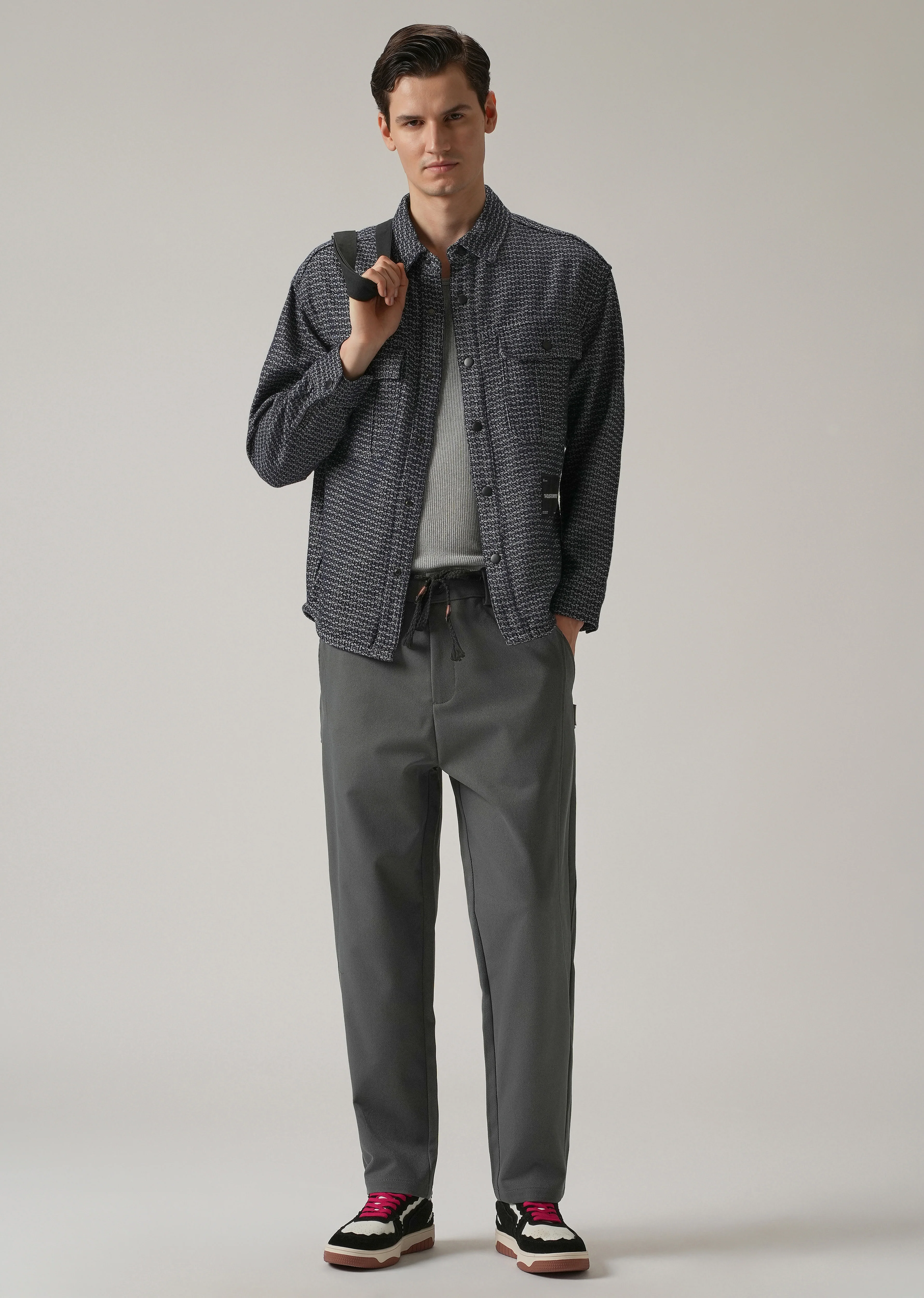 Dark Grey Relaxed Fit Tie Waist Pant - Image 6