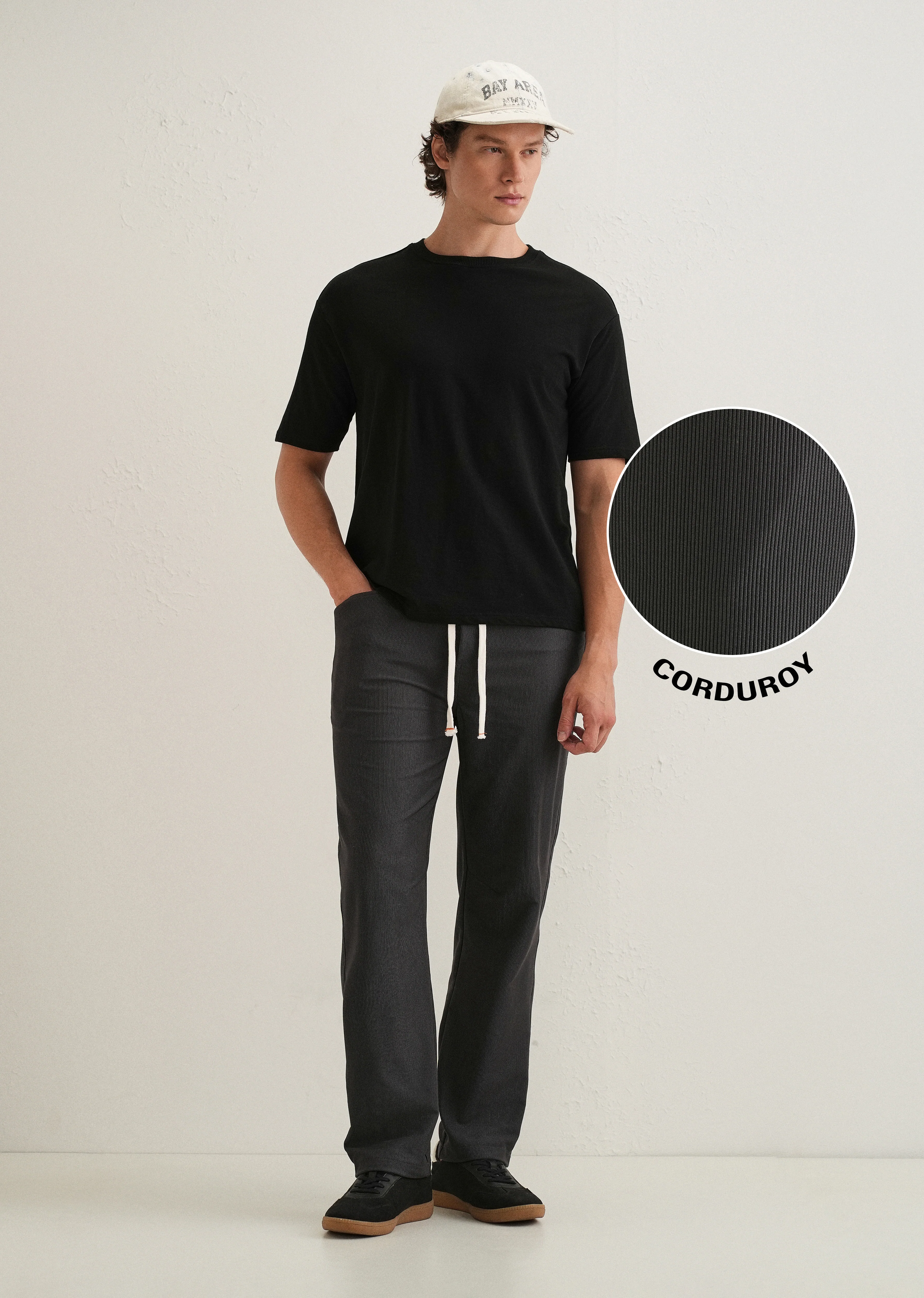 Dark Grey Straight Fit Corduroy Pants - Image 6
