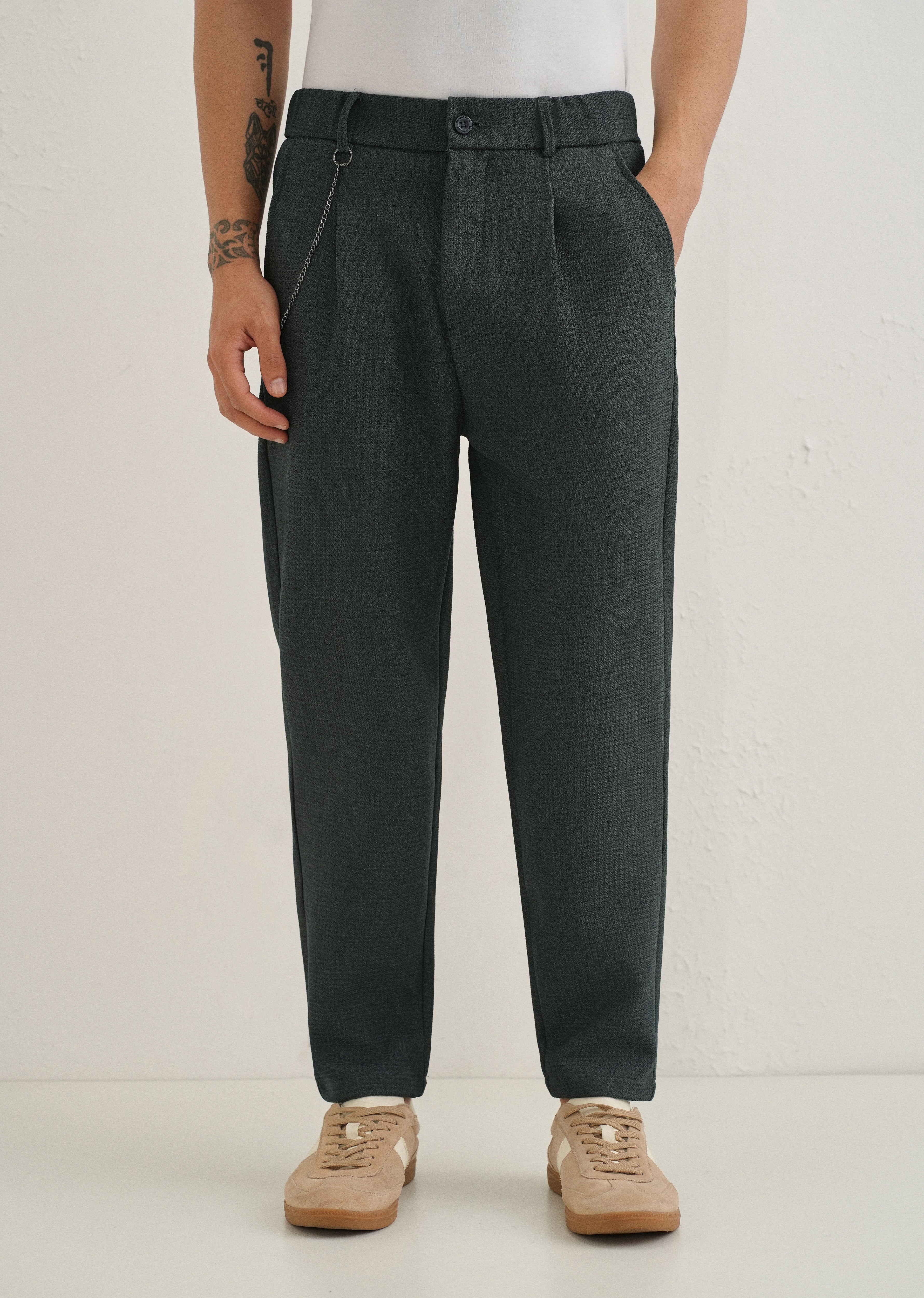 Dark Grey Textured Korean Pant - Image 3