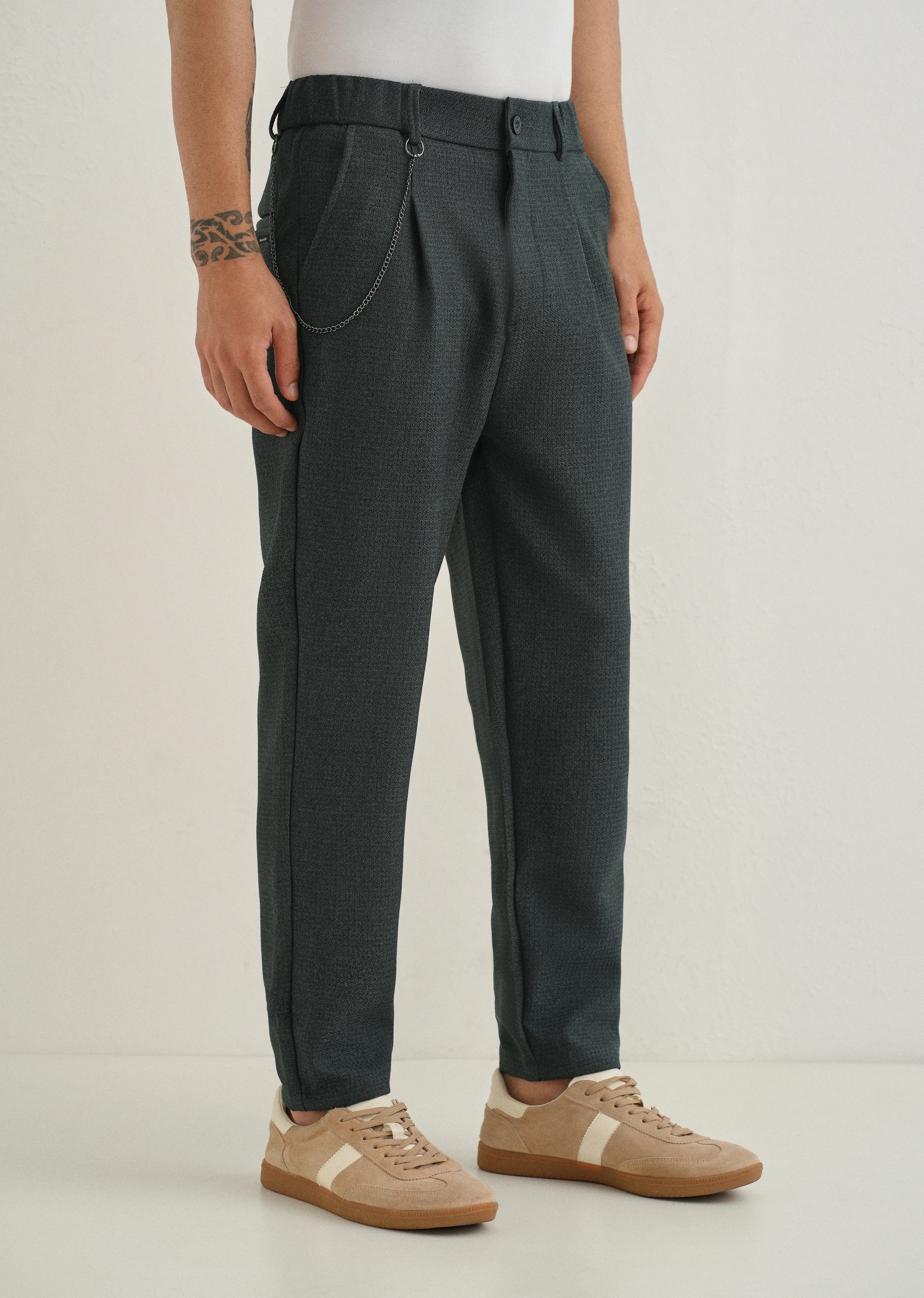 Dark Grey Textured Korean Pant - Image 4