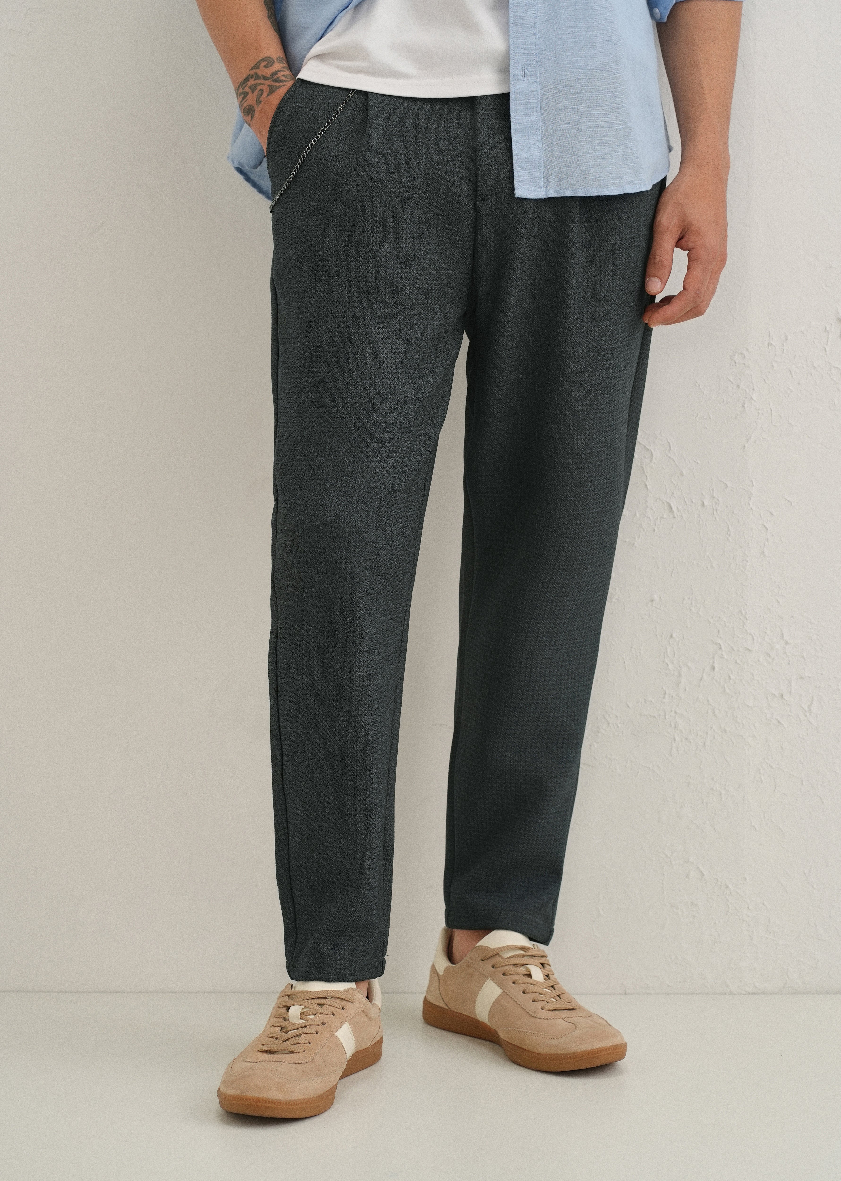 Dark Grey Textured Korean Pant - Image 7