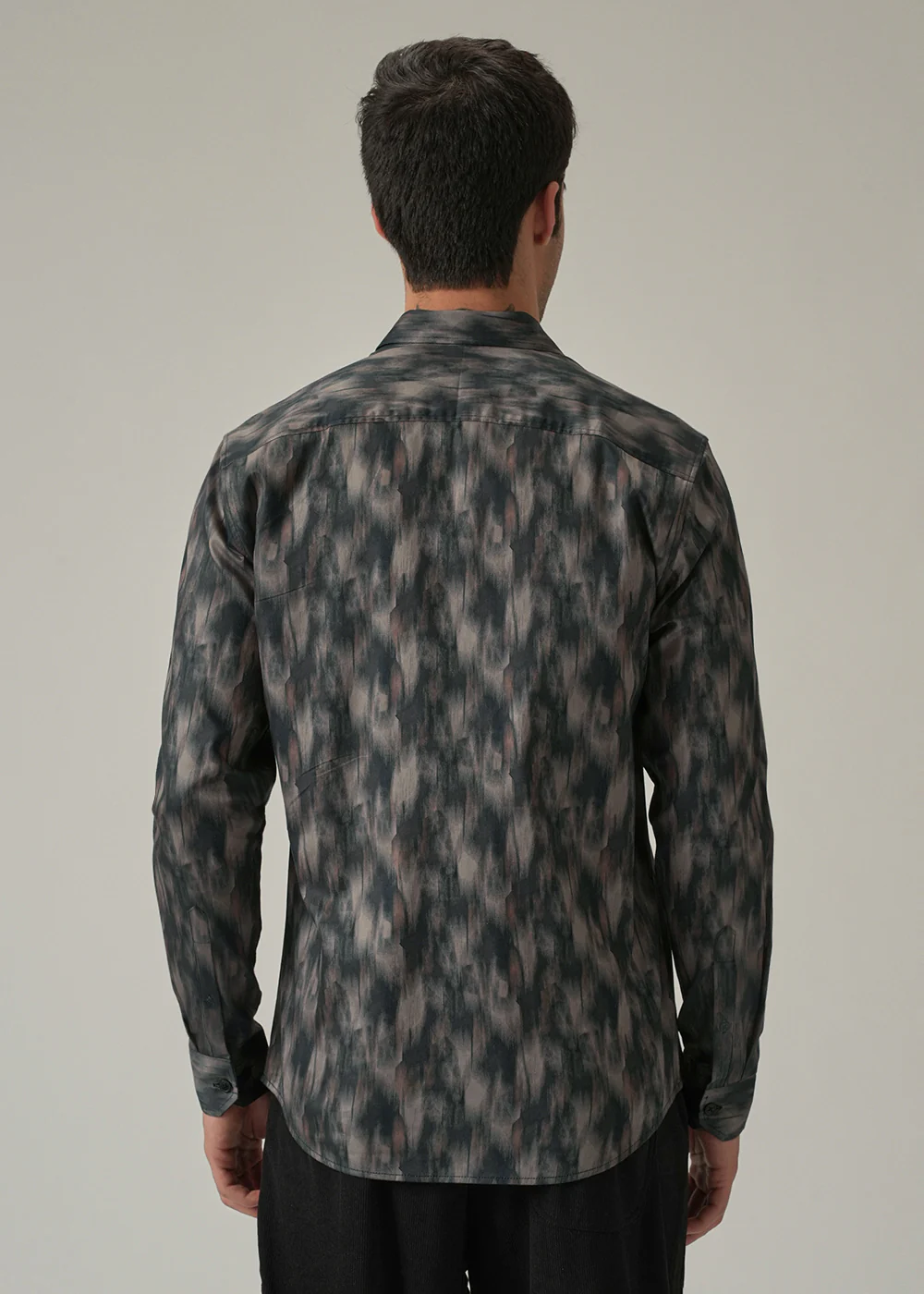 Dark Grey Textured Print Shirt - Image 2