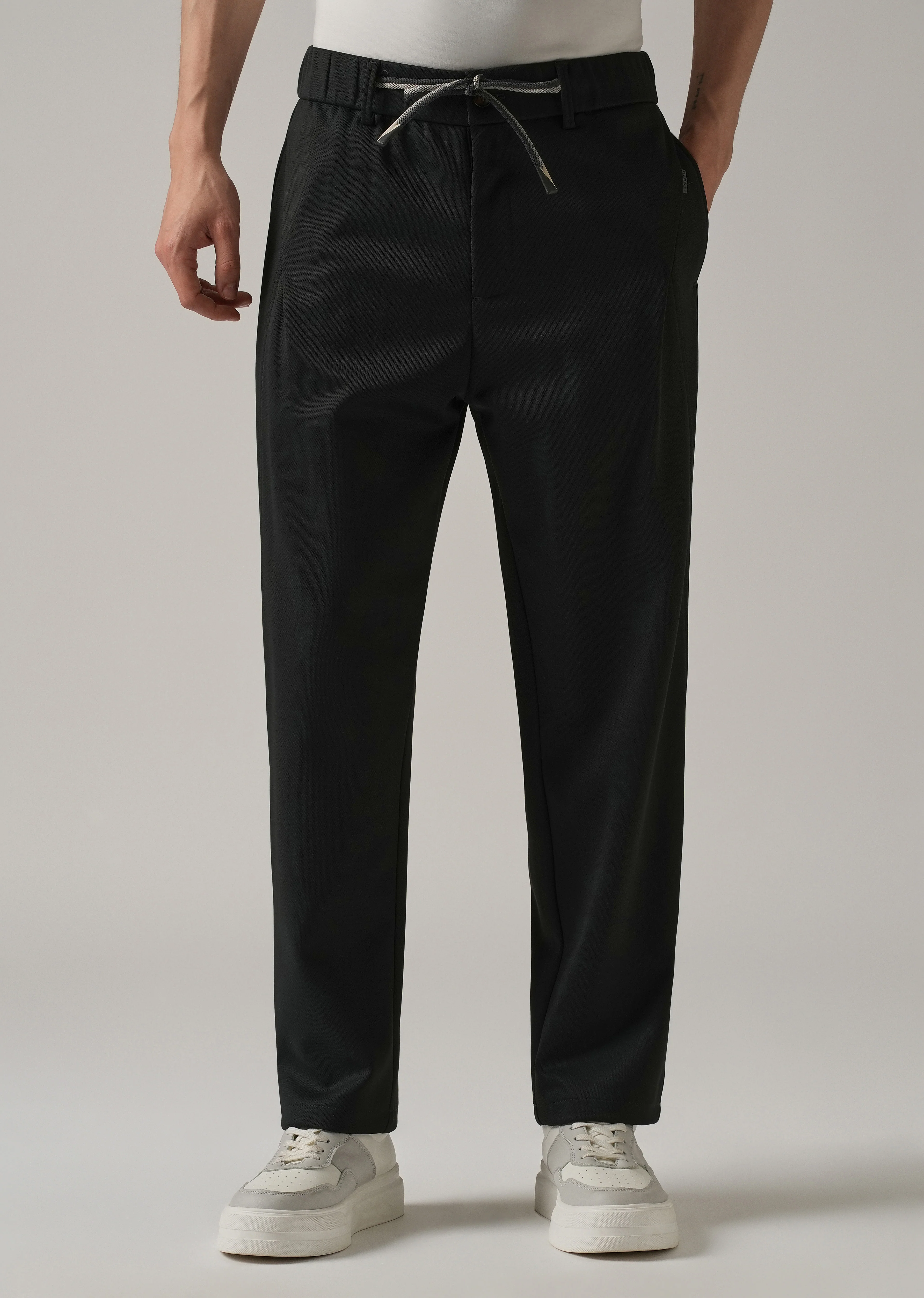 Dark Grey Textured Stretch Pant - Image 7