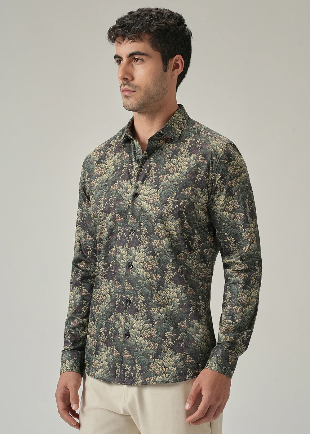 Dark Leaf Print Shirt - Image 4