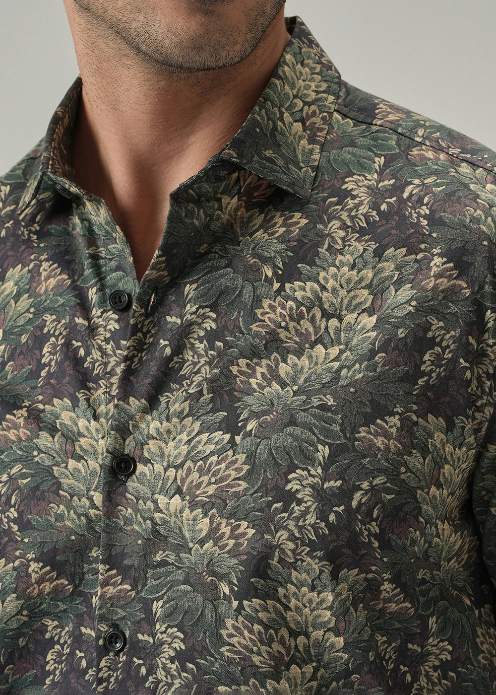Dark Leaf Print Shirt - Image 5