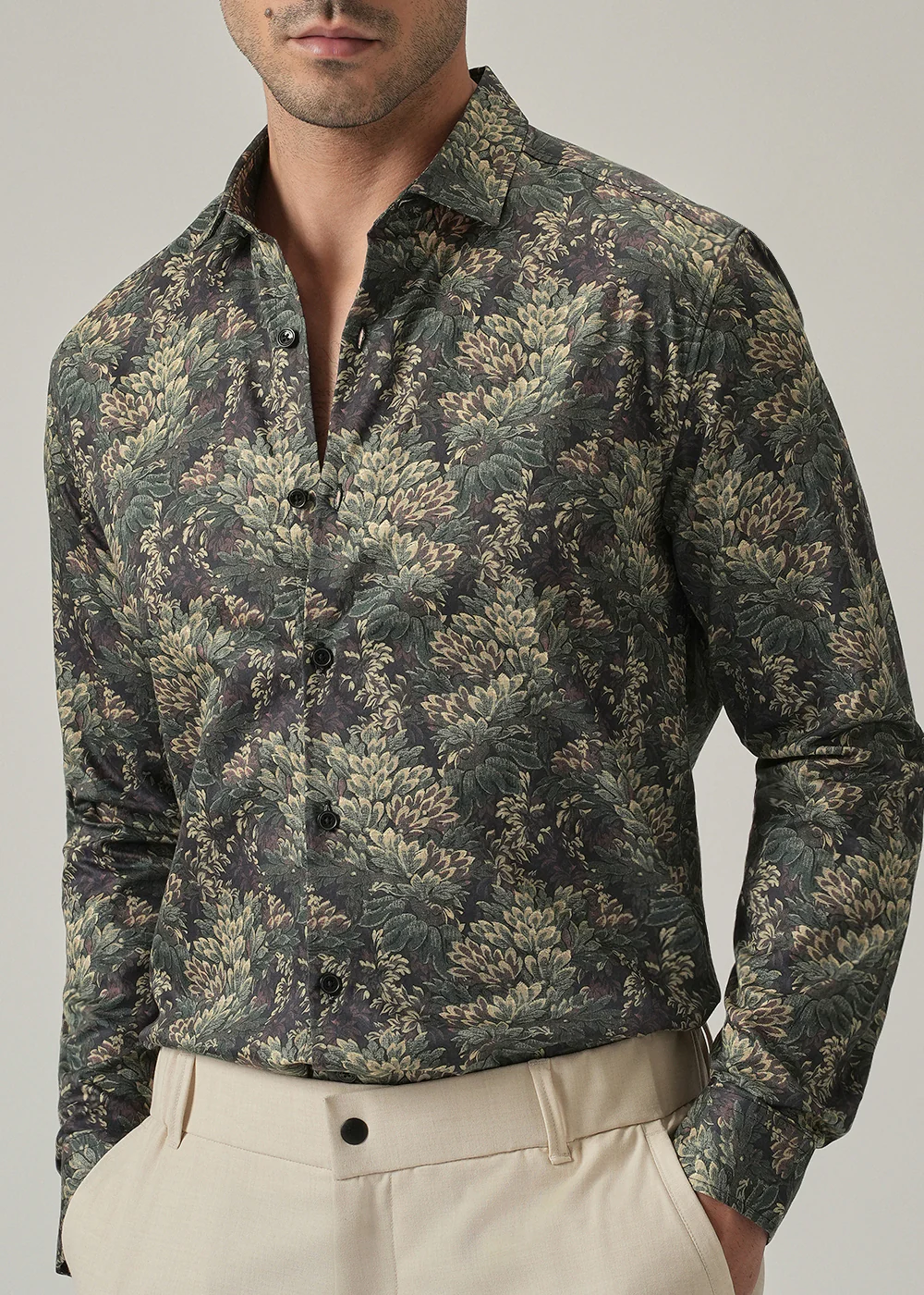 Dark Leaf Print Shirt - Image 7