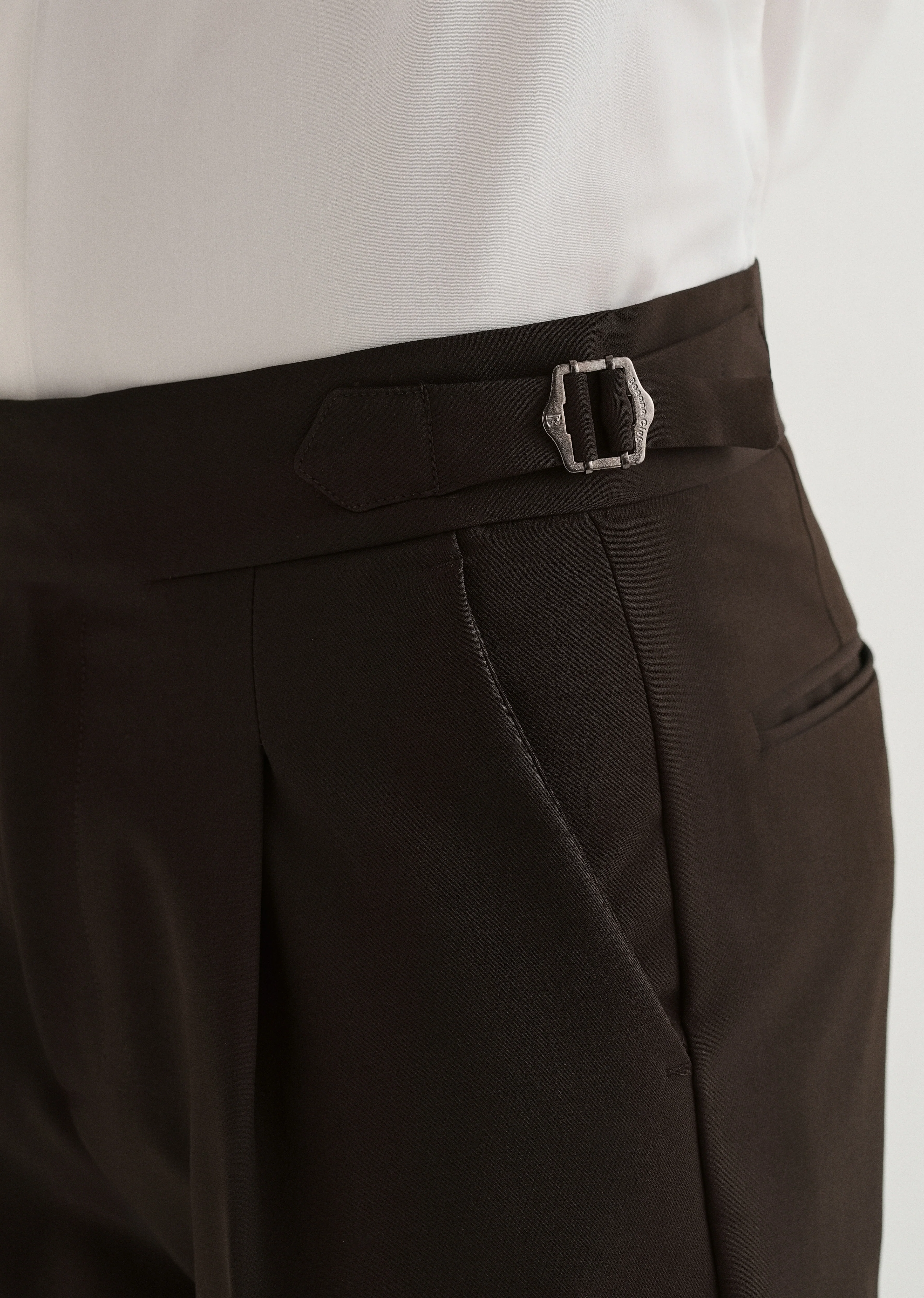 Dark Olive Brown Pleated Gurkha Pant - Image 2