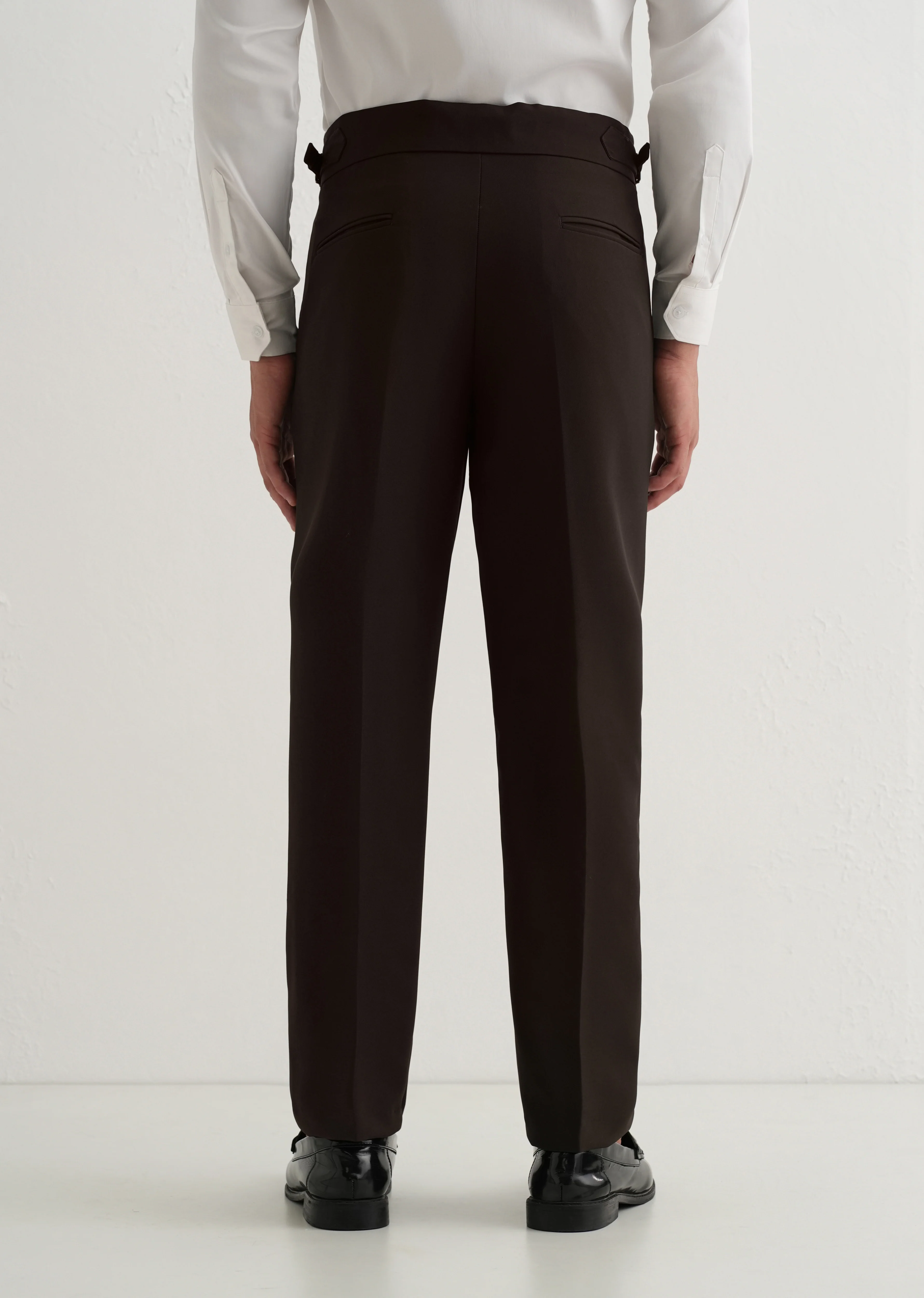Dark Olive Brown Pleated Gurkha Pant - Image 3