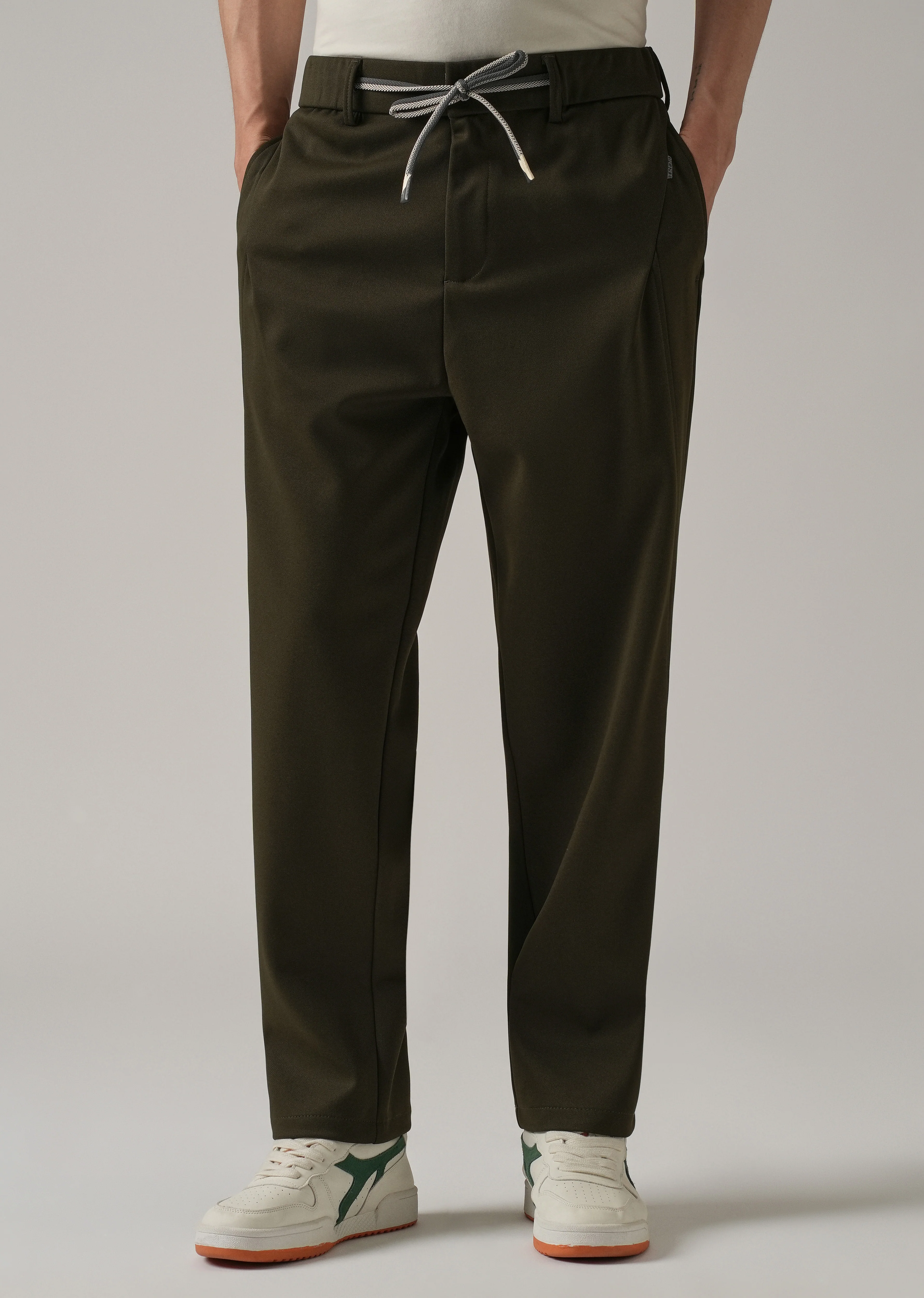 Dark Olive Textured Stretch Pant - Image 7