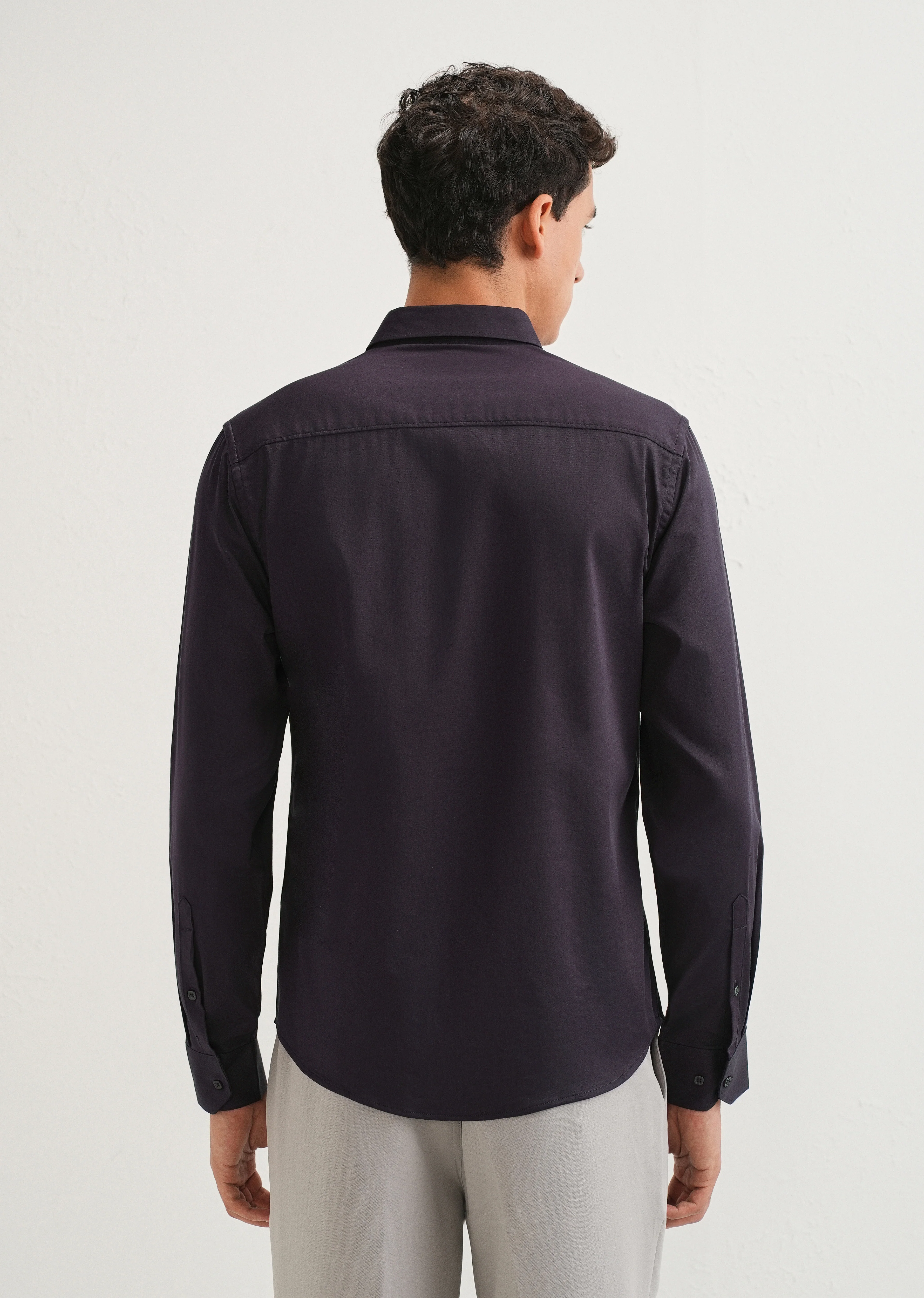 Dark Purple Front Panel Open Pleat shirt - Image 2