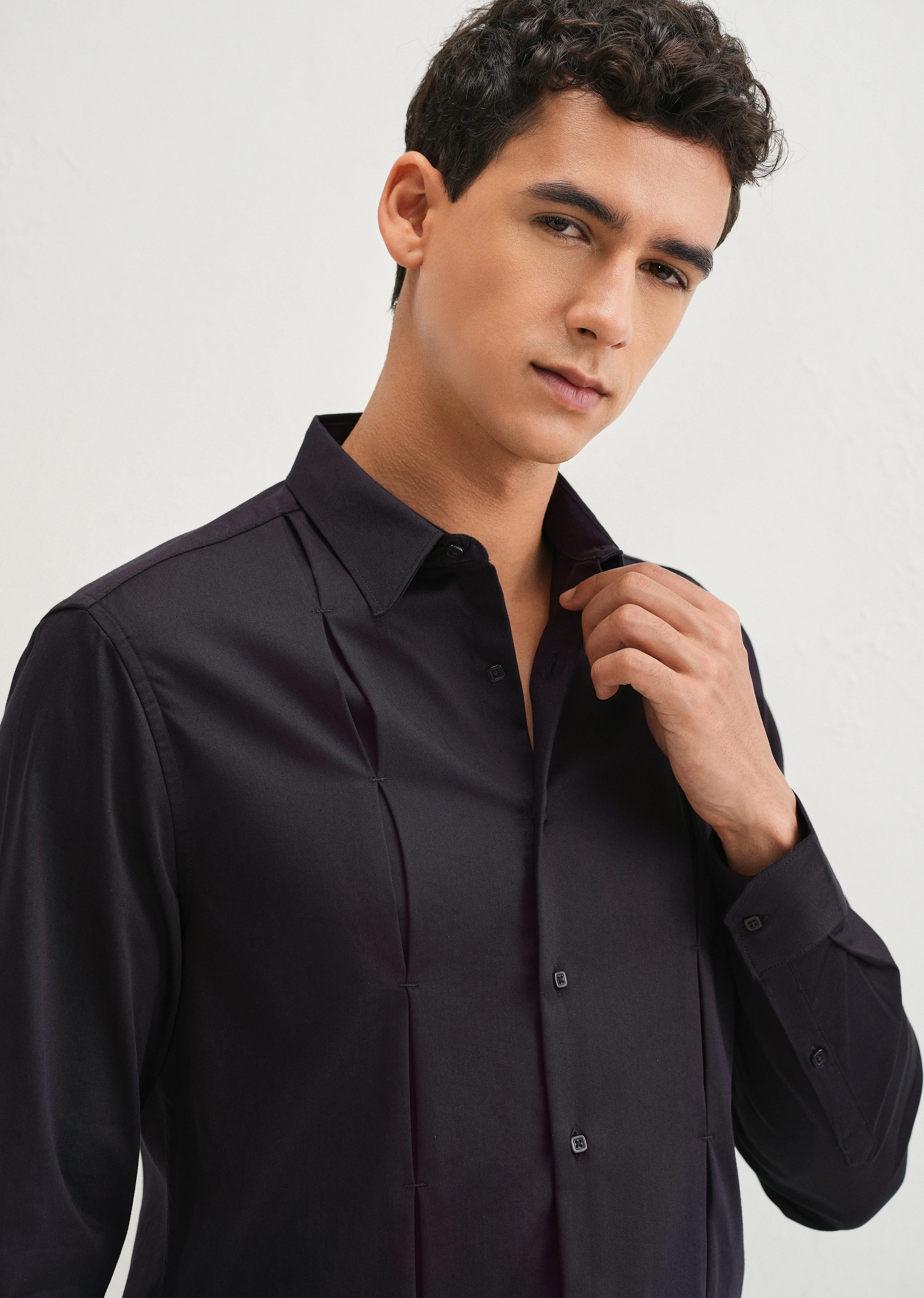 Dark Purple Front Panel Open Pleat shirt - Image 5