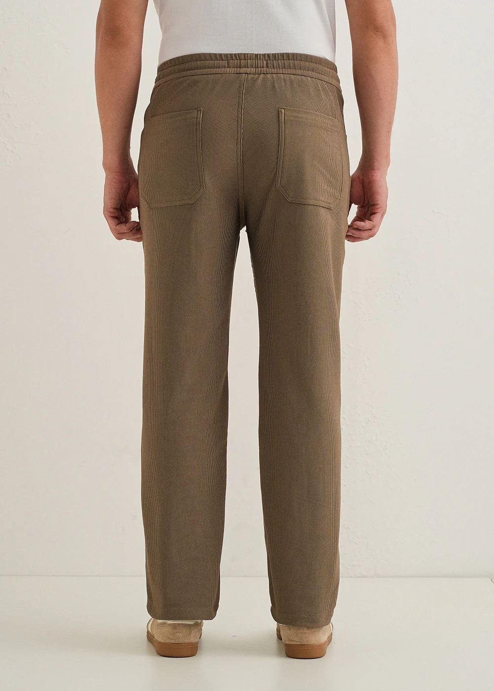 Dark Taupe Straight Fit Corduroy Pants - Image 3
