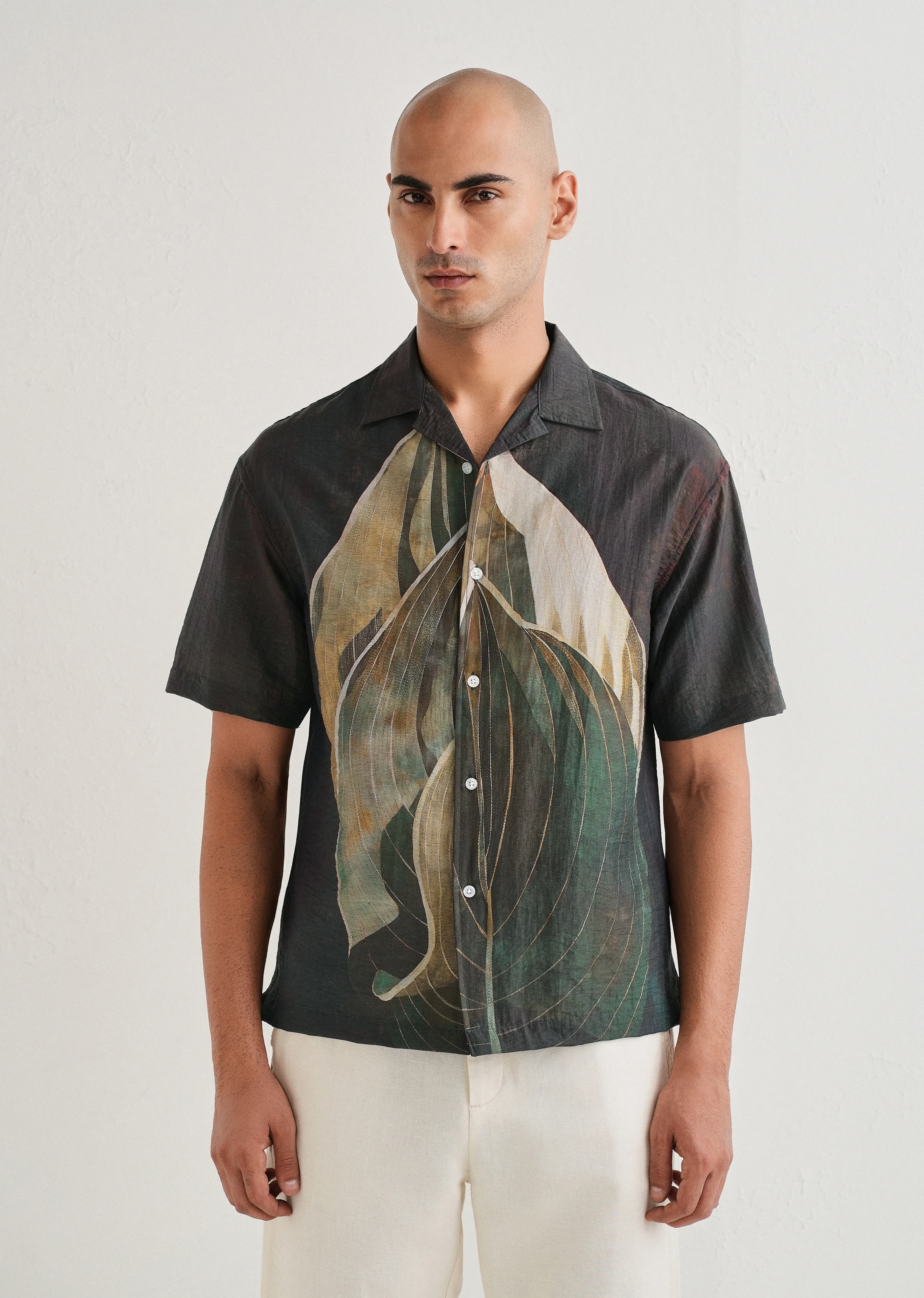 Dark Tropical Placement Print Shirt - Image 3