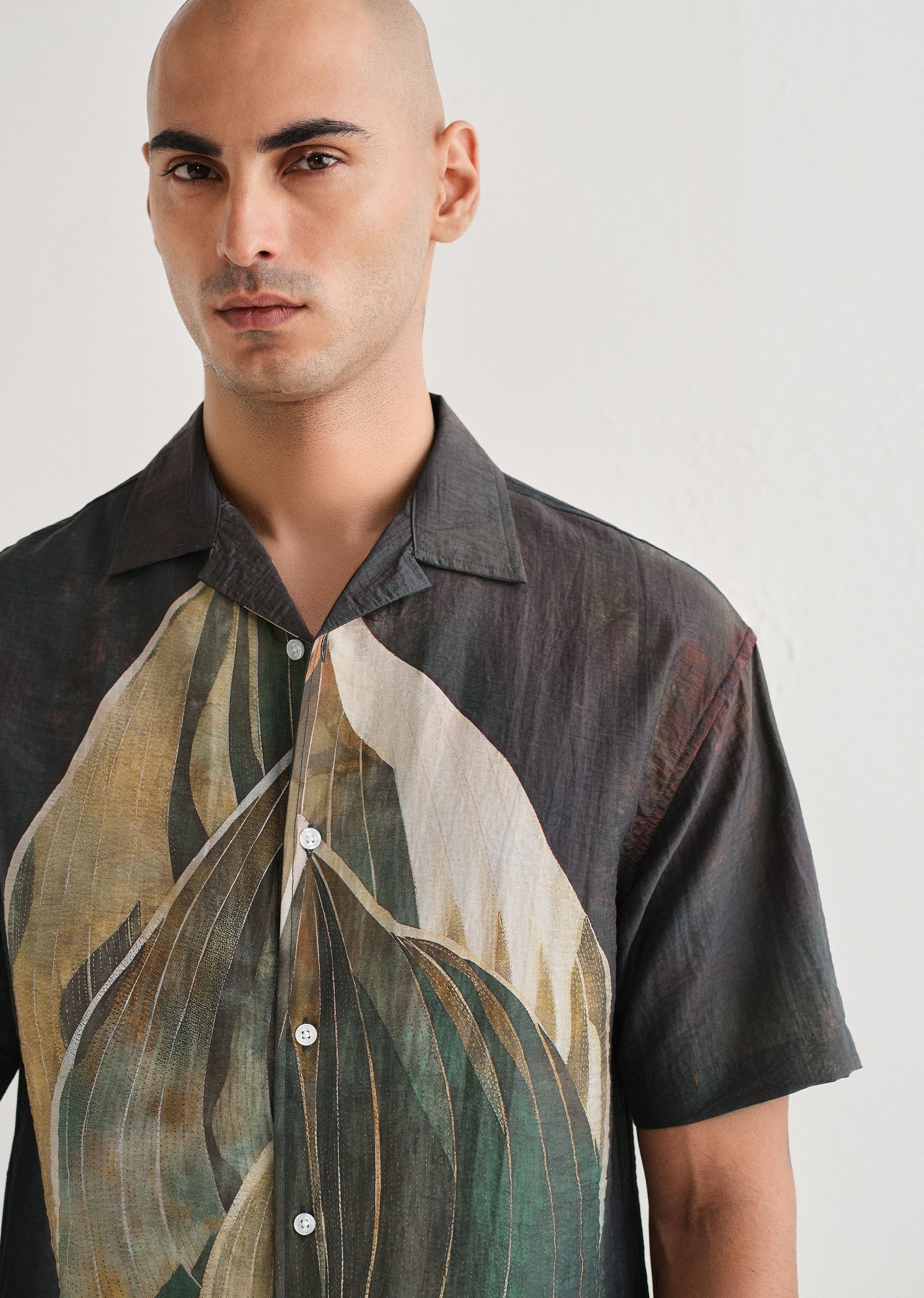 Dark Tropical Placement Print Shirt - Image 5