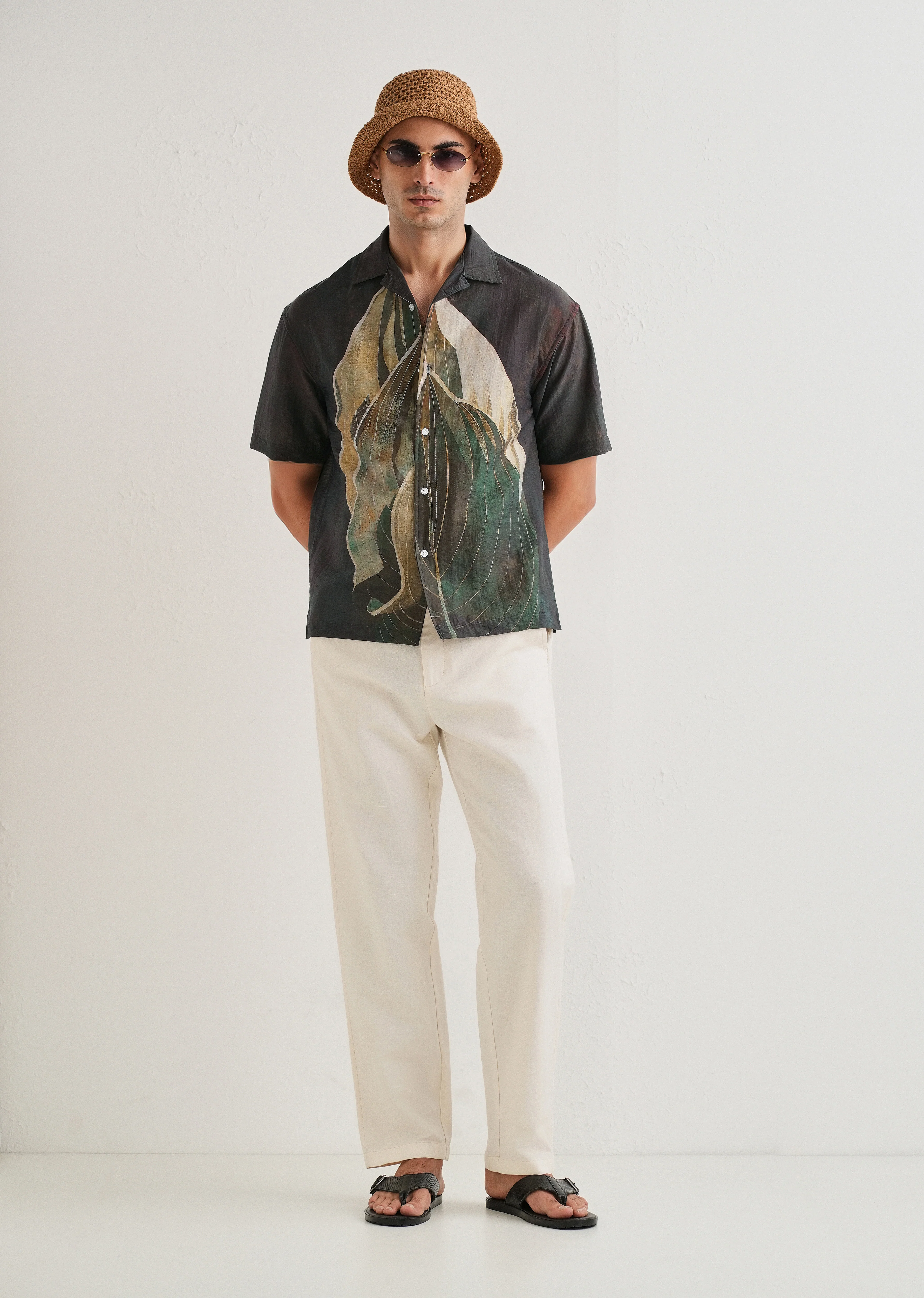 Dark Tropical Placement Print Shirt - Image 6