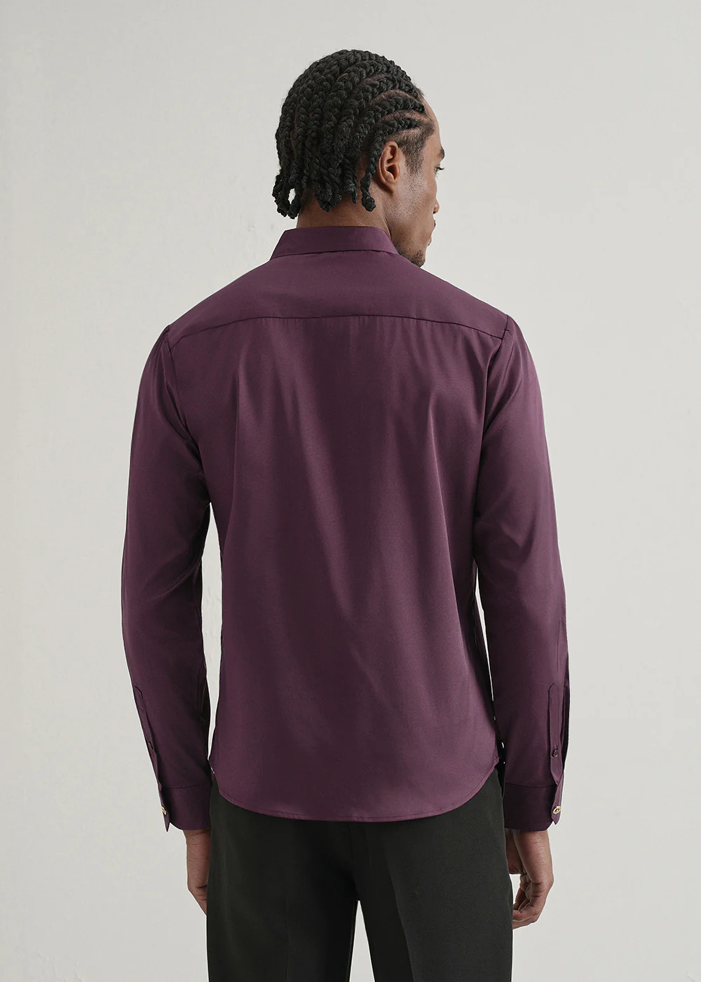 Dark Wine Plain Stitchless Placket Shirt - Image 4