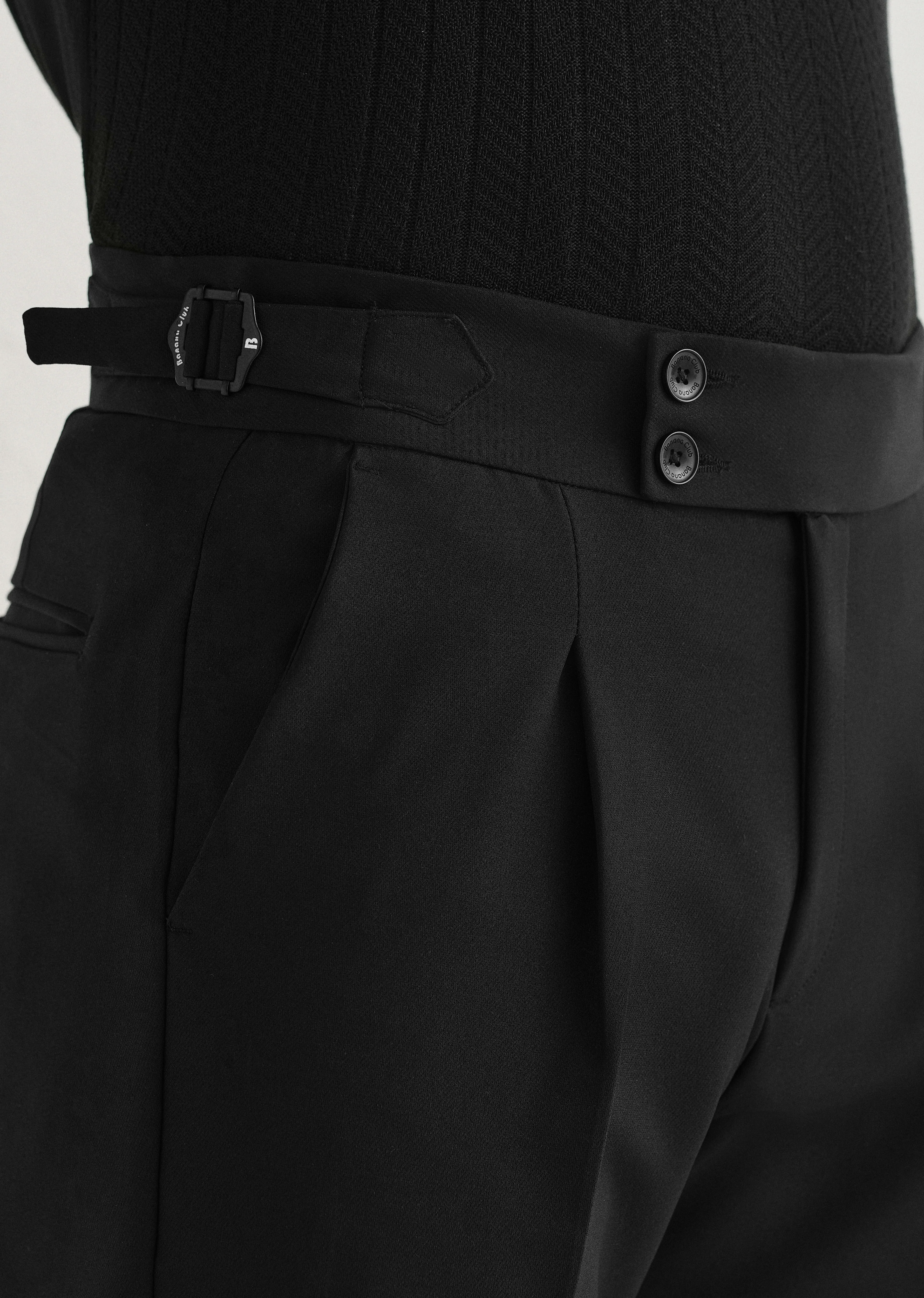 Deep Black Pleated Gurkha Pant - Image 6