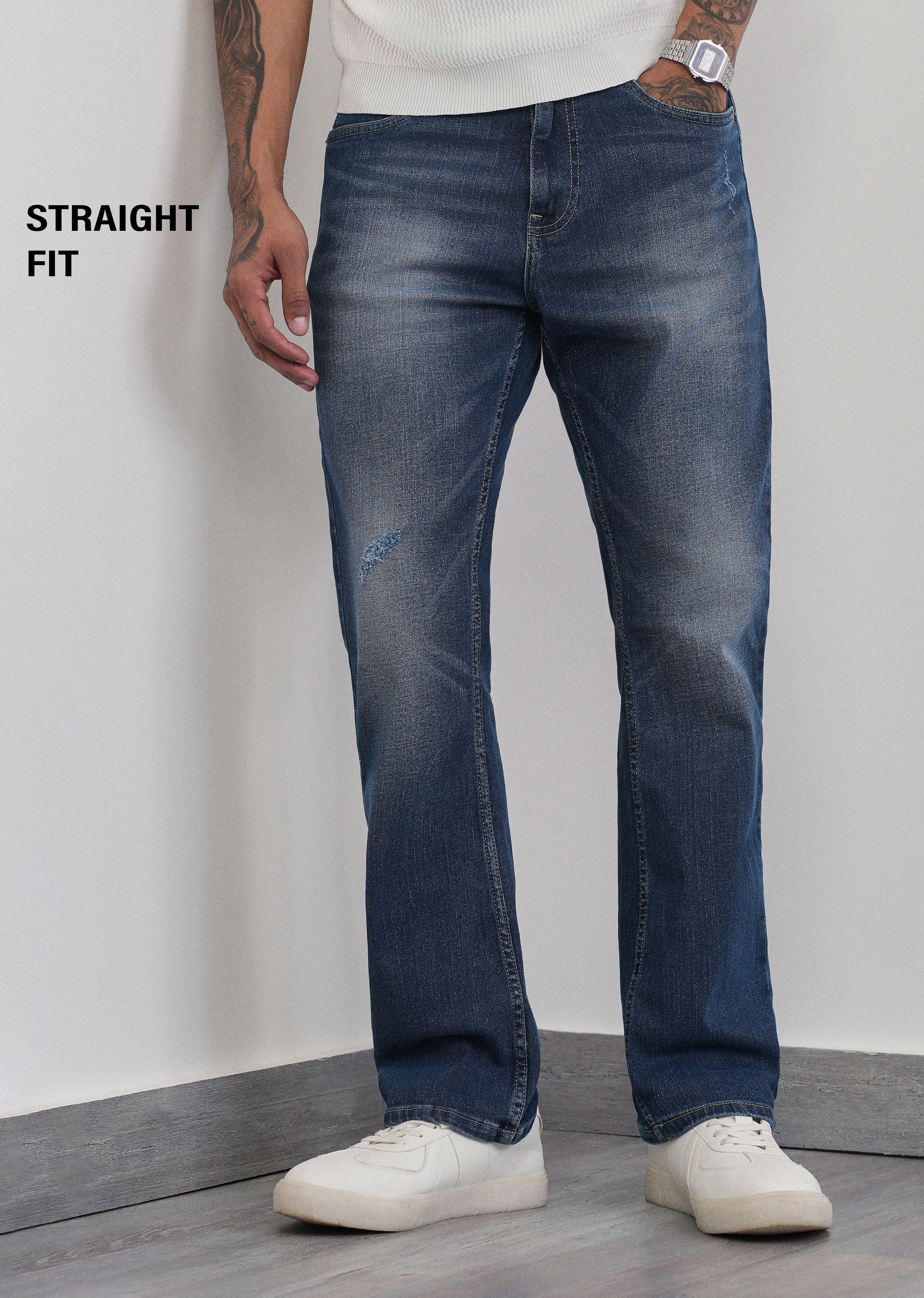 Deep Blue Straight Fit Jeans - Image 7