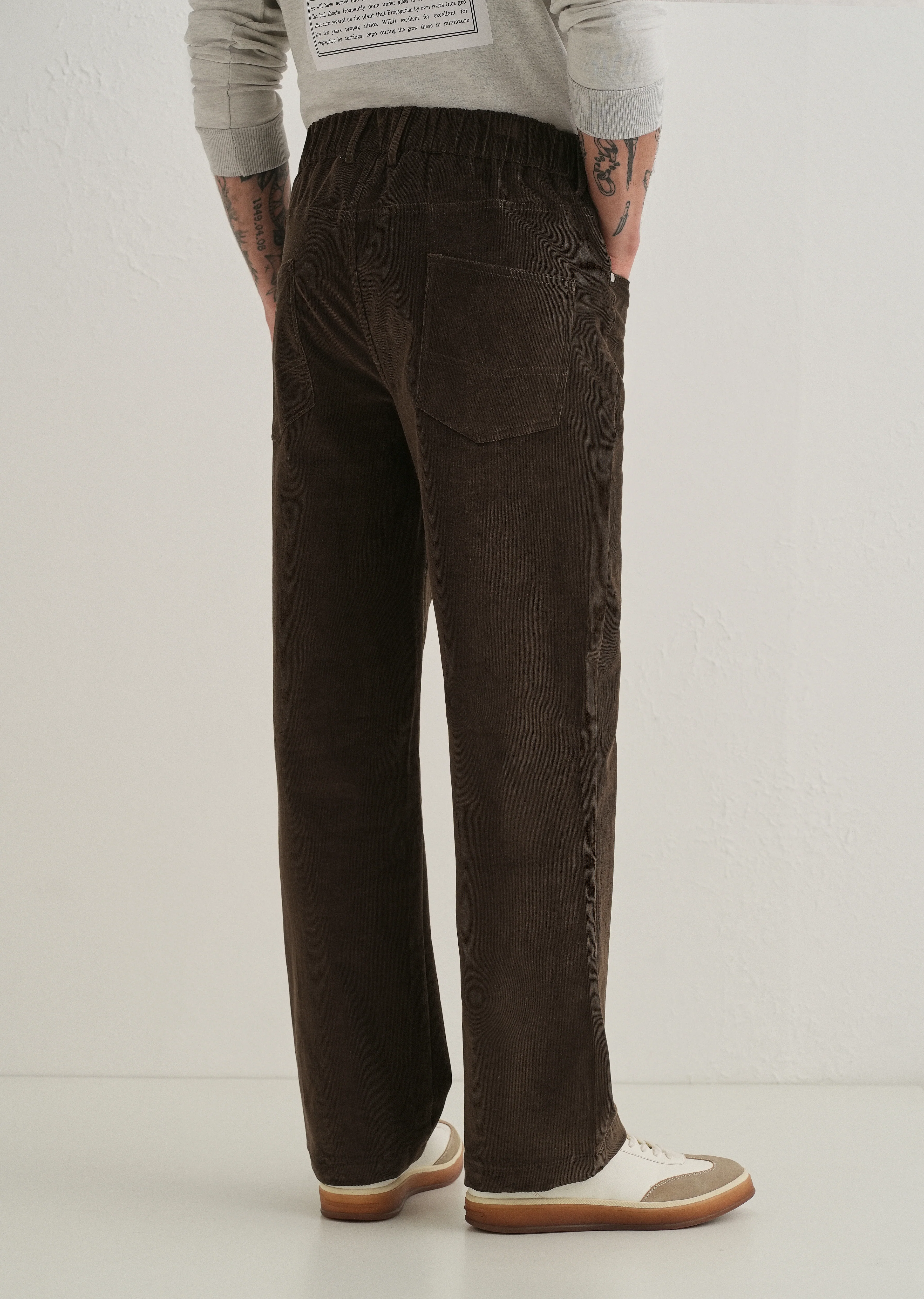 Deep Brown Semi-Elasticated Corduroy Pant - Image 2