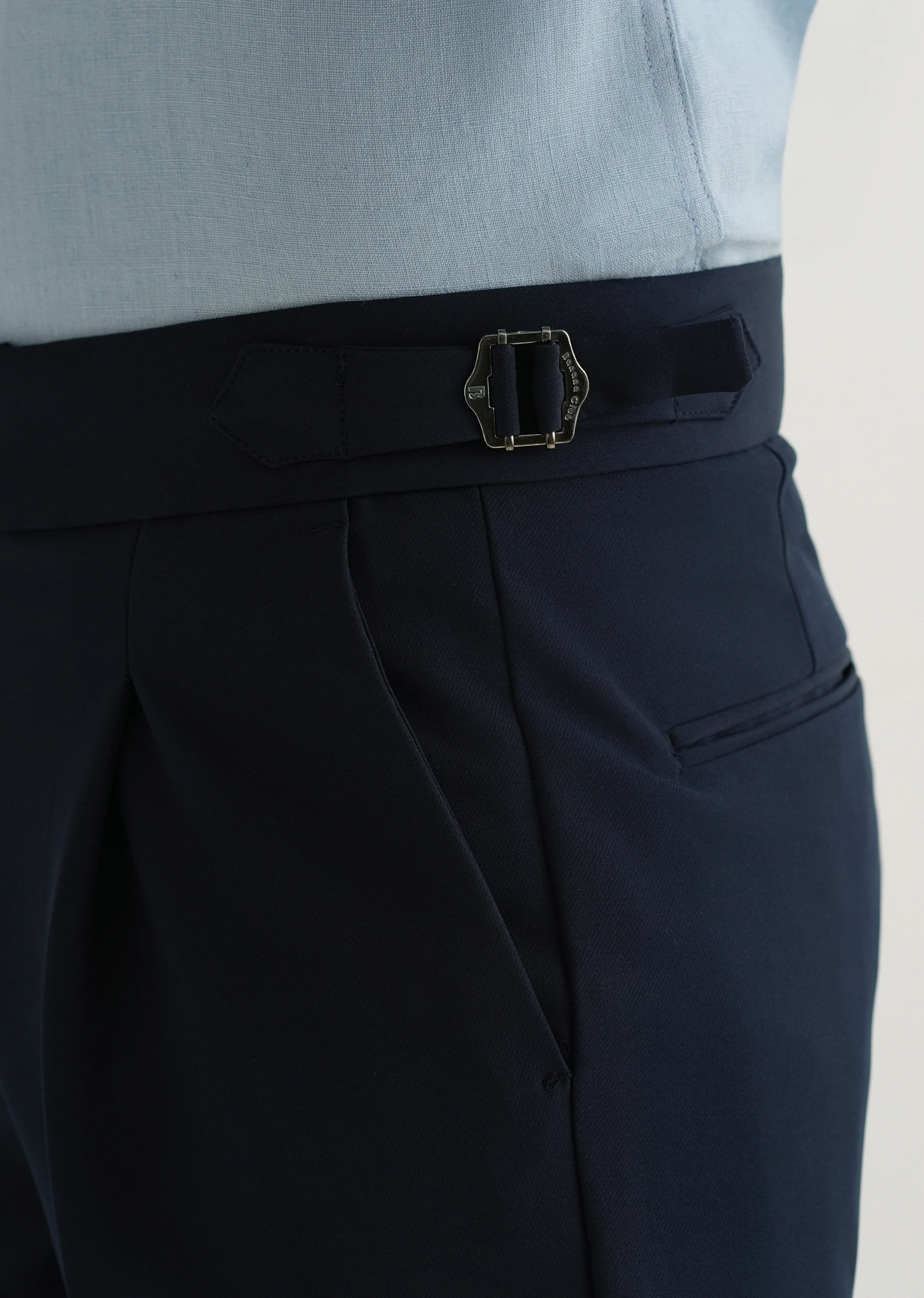 Deep Navy Blue Pleated Gurkha Pant - Image 2