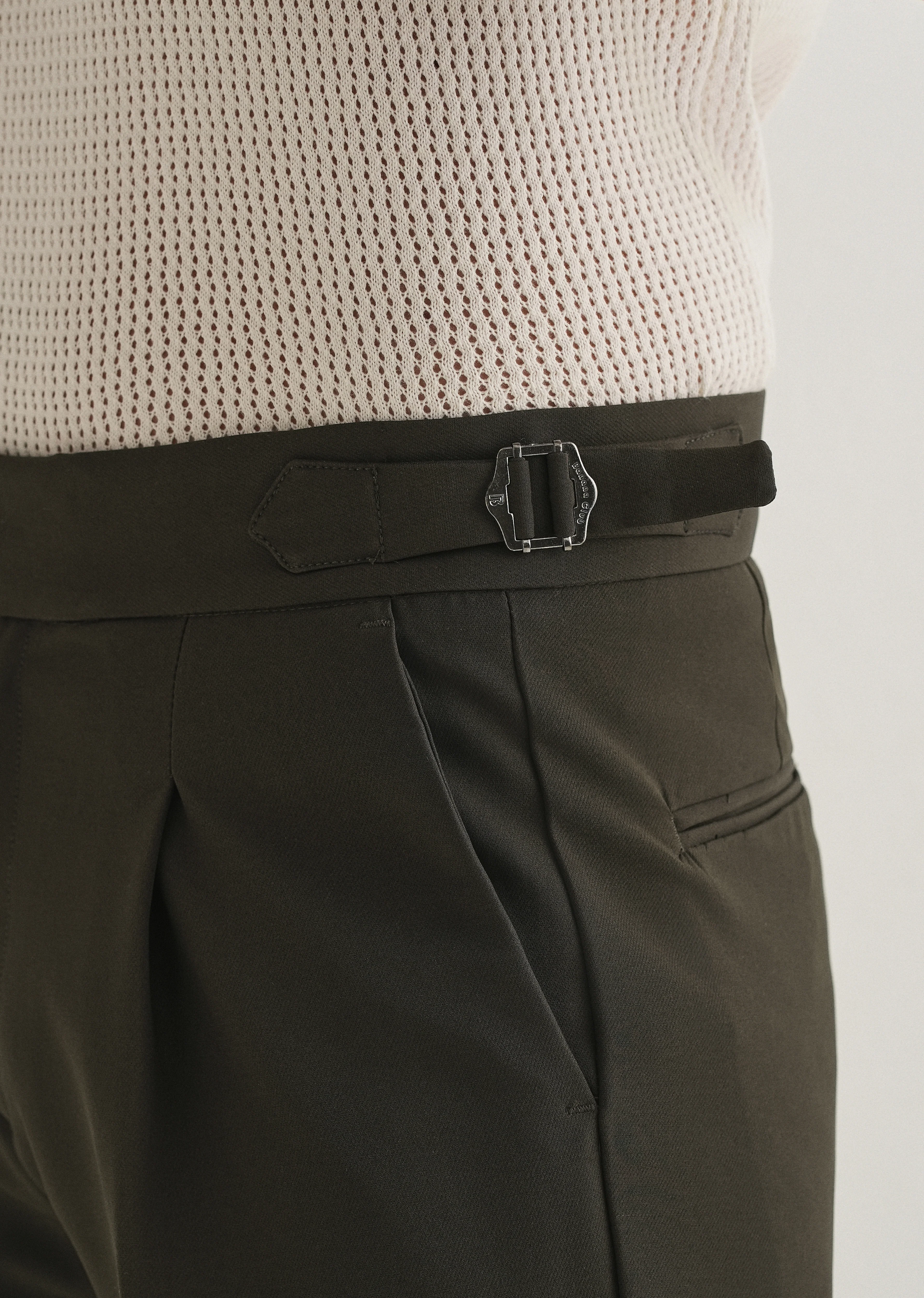 Deep Olive Pleated Gurkha Pant - Image 2