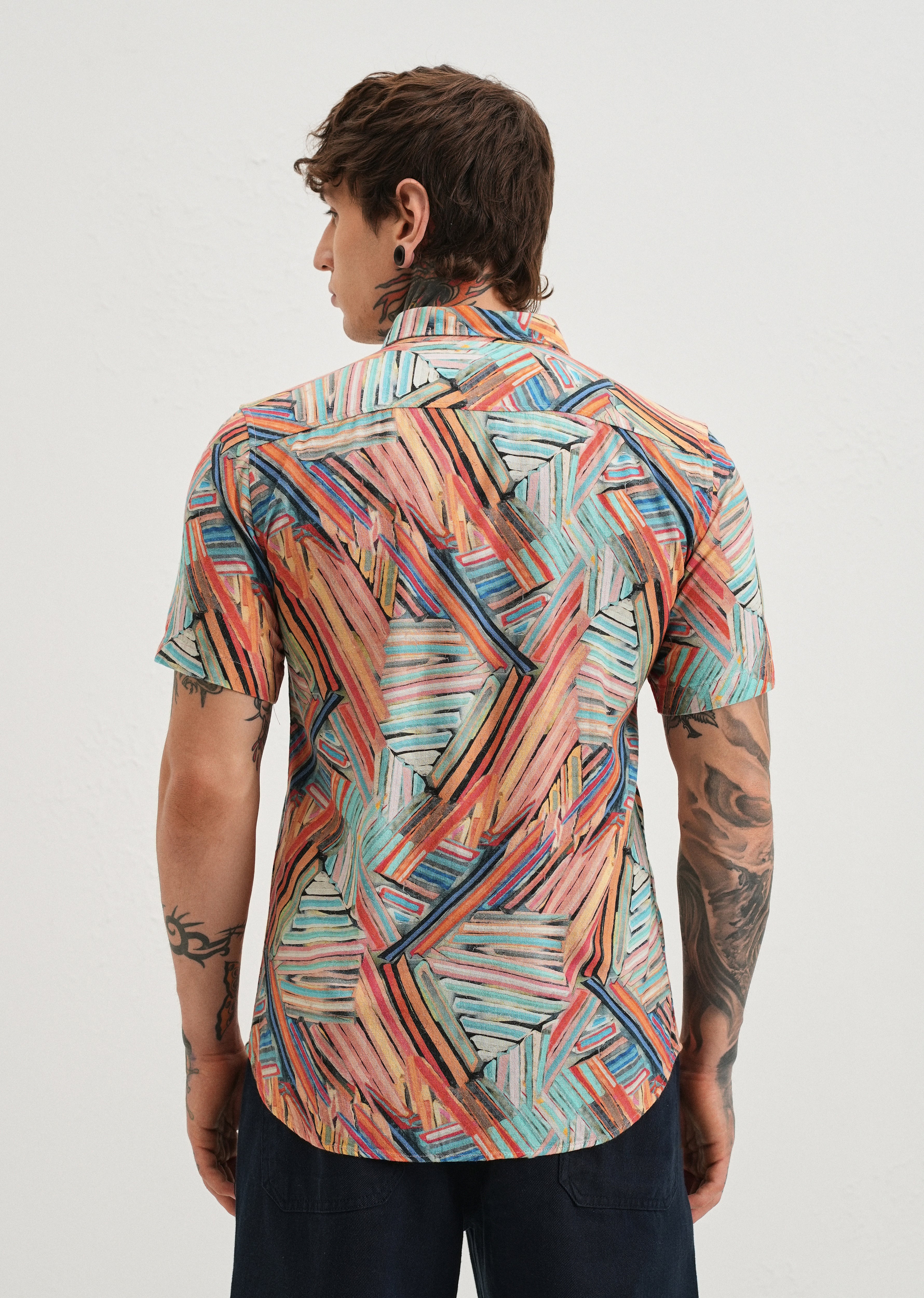Delineated Orange Half Sleeve shirt - Image 2