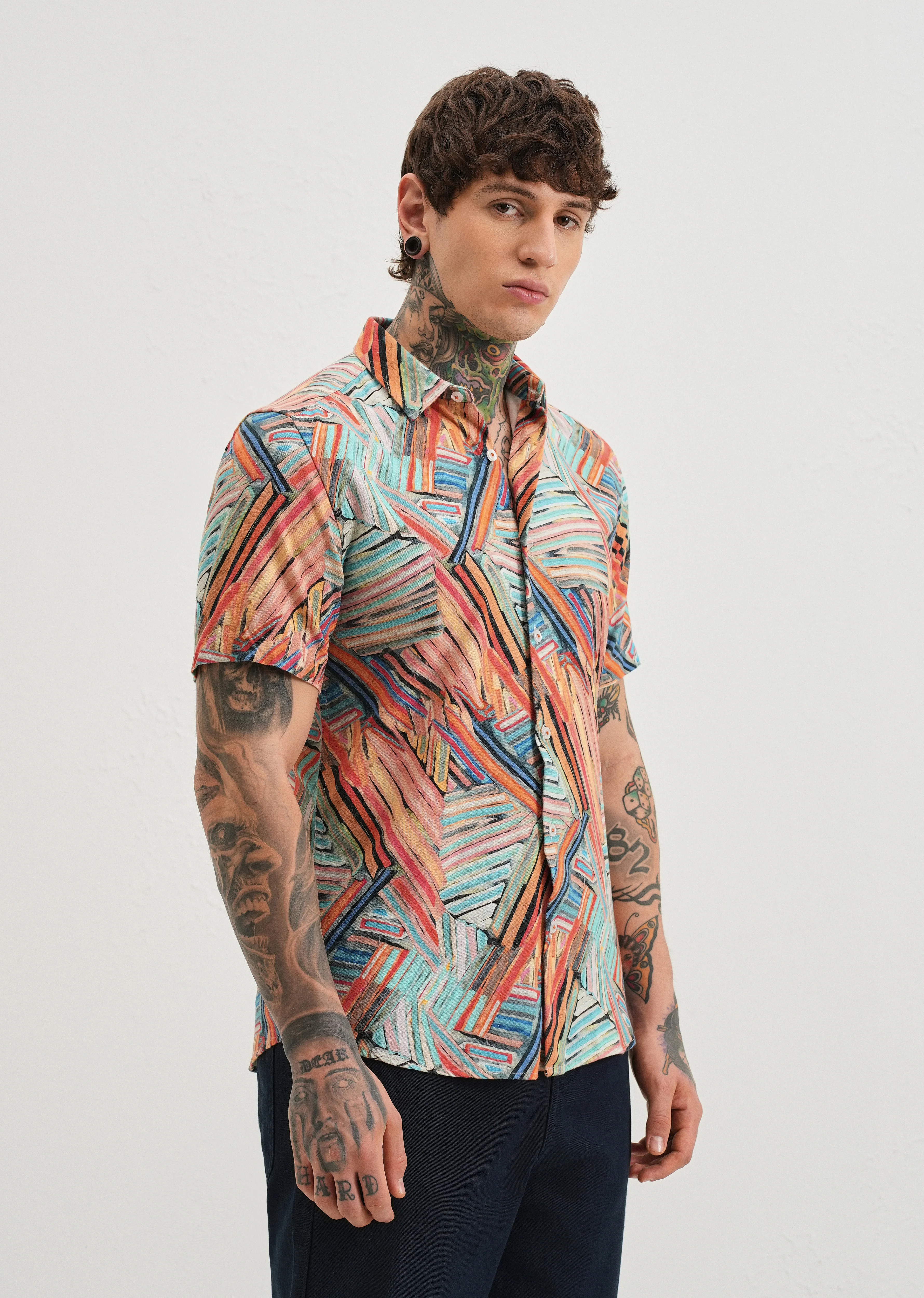 Delineated Orange Half Sleeve shirt - Image 4